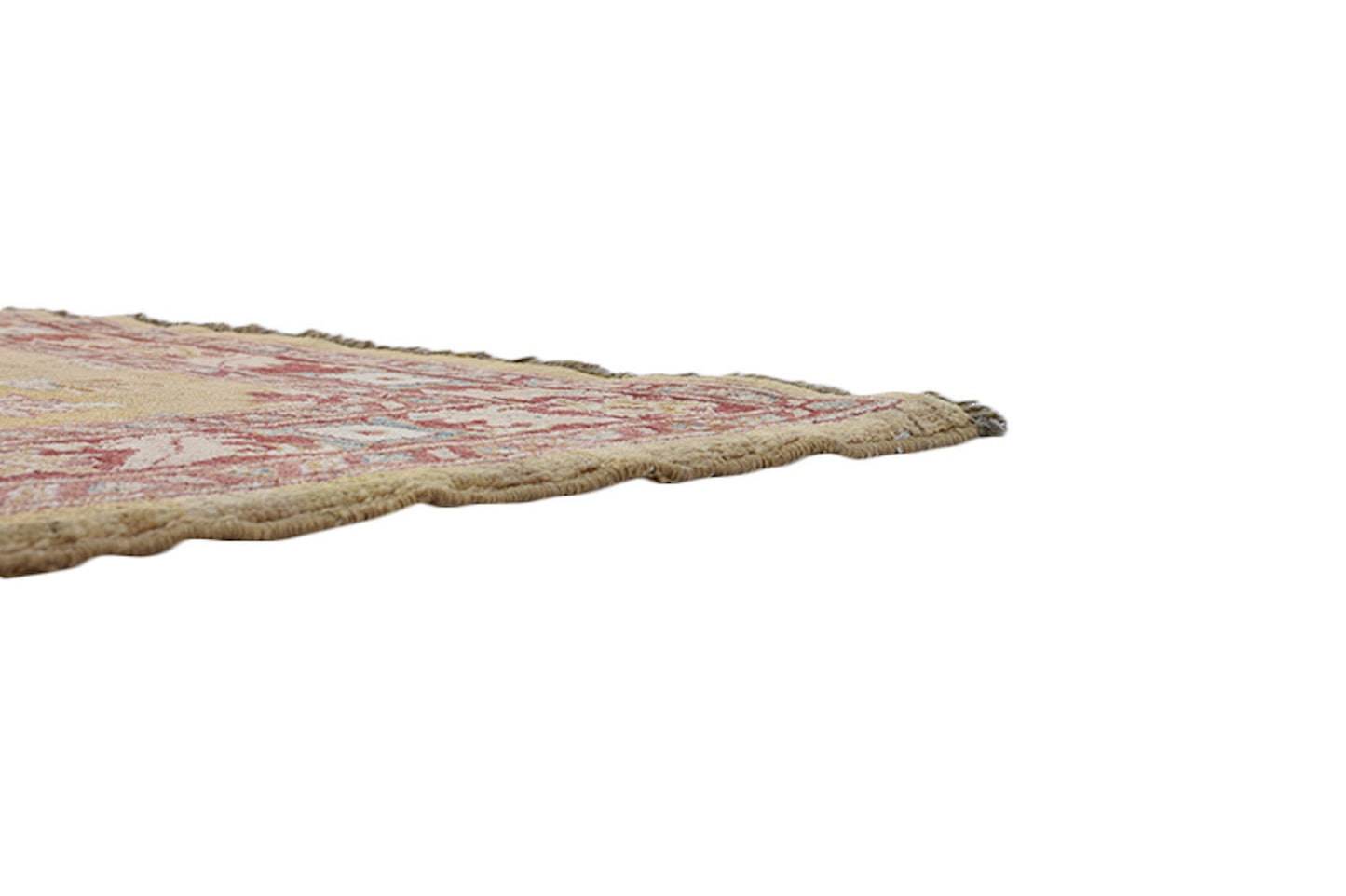 Beige Cream Vintage Area Rug | Handmade Rug | Soft Pile | 4x6 Rug | Traditional Antique Rug | Wool Burgundy Border