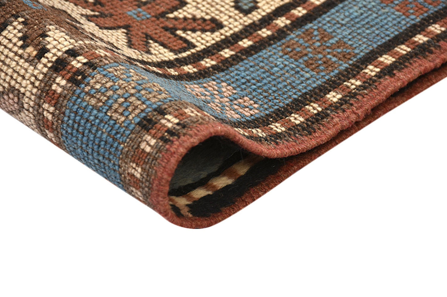 7.3 x 4.6 Feet Hand knotted rug, Brown & teal rug, Vintage geometric rug, Rustic nomadic rug, Eclectic Wool Antique Rug