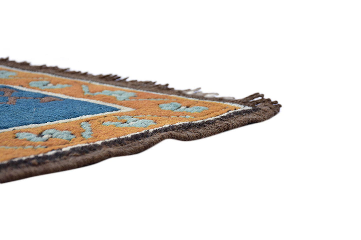 Blue Brown Vintage Runner Rug | Turkish Kazak Runner | 3 x 11 ft Runner | Geometric Tribal Style | Hand Knotted Wool Long Runner Rug