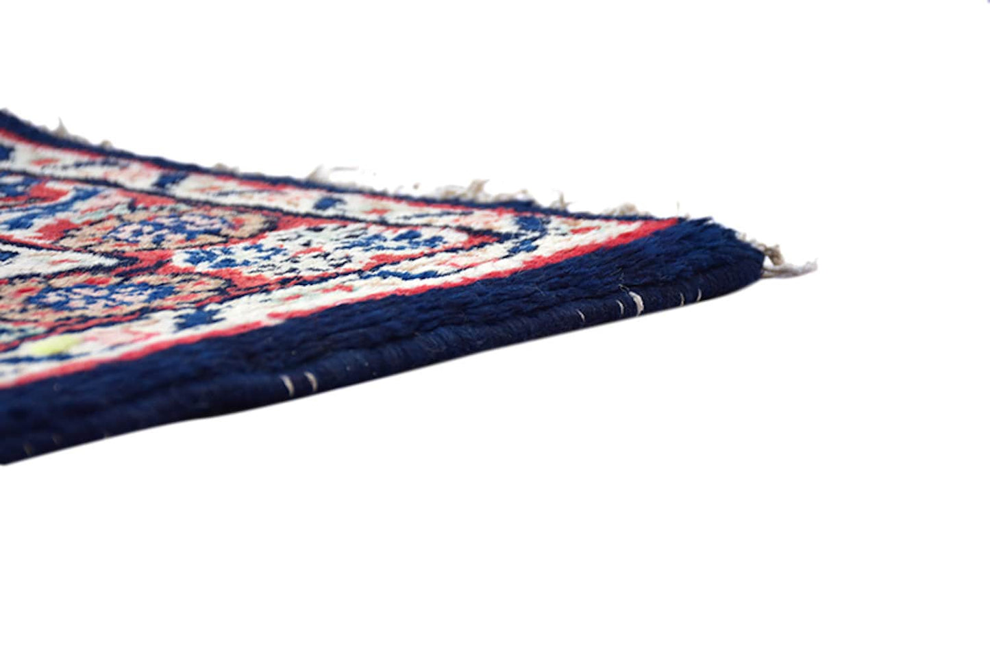 Navy Pink Runner Oriental Hand Knotted Rug | 3 x 13 feet | Persian Turkish Caucasian Style Rug | Colorful Wool Runner Rug