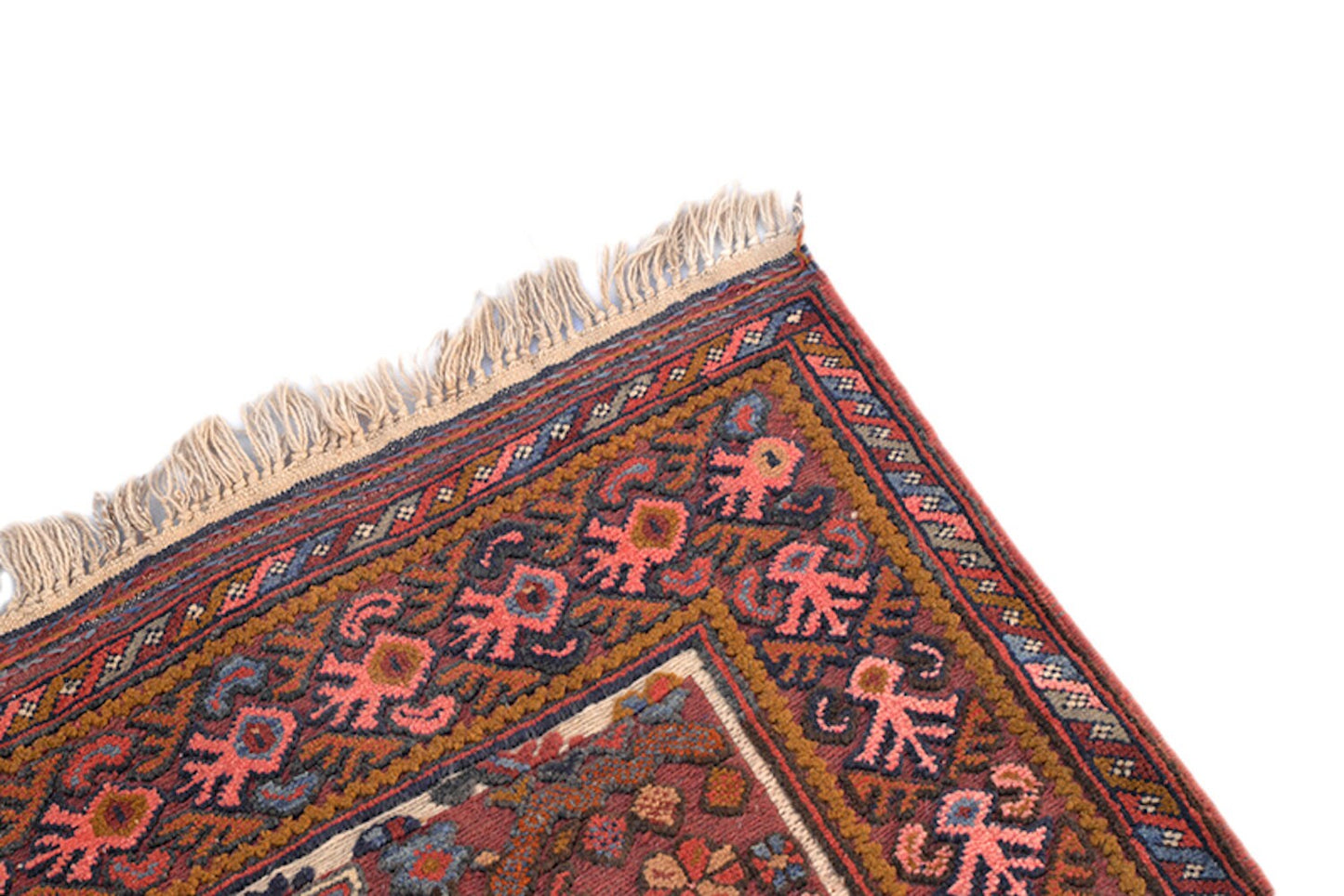 3x12 Feet Vintage Runner Rug Hand Knotted Antique made with Wool, Dark Pink Tribal Rug