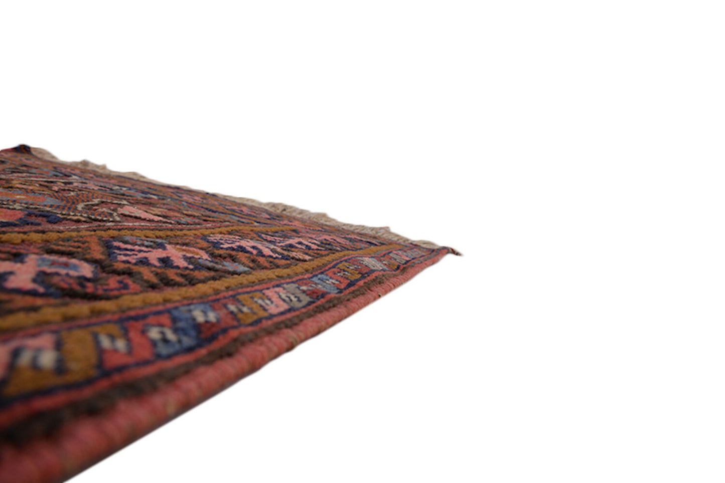 3x12 Feet Vintage Runner Rug Hand Knotted Antique made with Wool, Dark Pink Tribal Rug