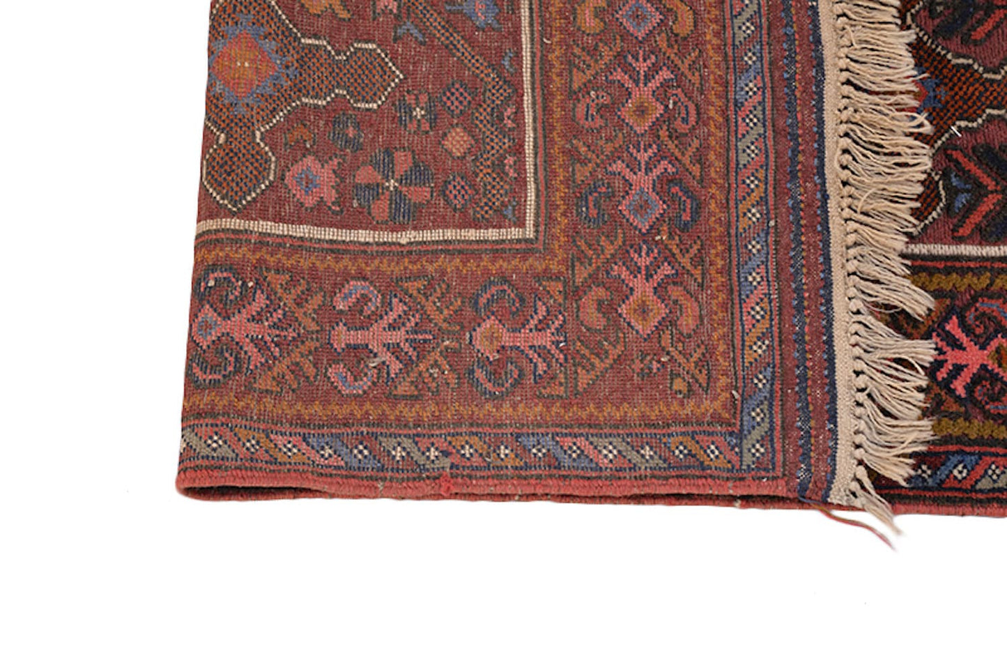 3x12 Feet Vintage Runner Rug Hand Knotted Antique made with Wool, Dark Pink Tribal Rug
