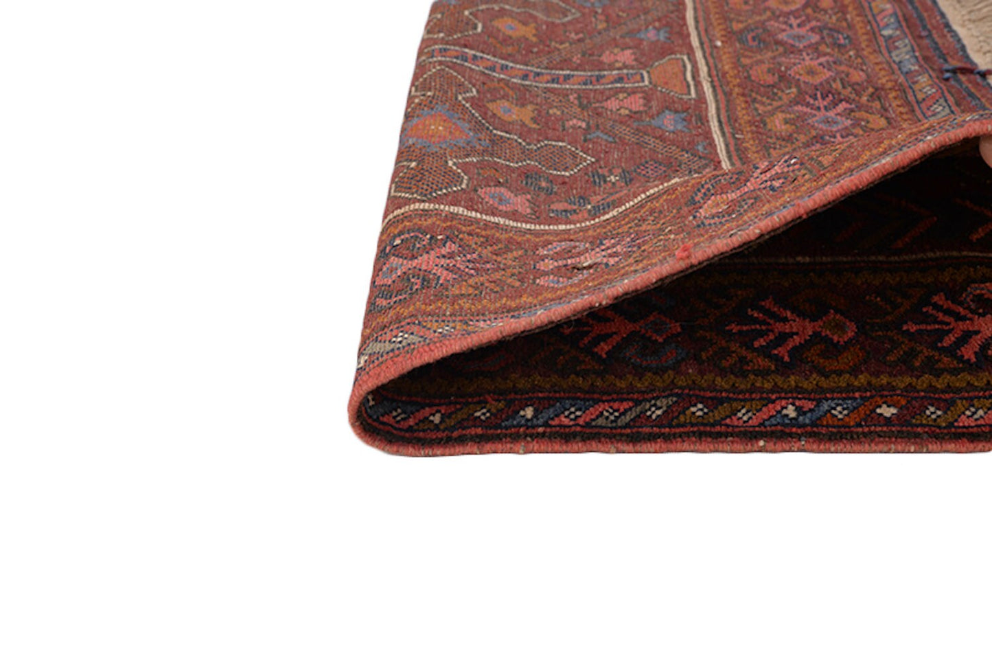 3x12 Feet Vintage Runner Rug Hand Knotted Antique made with Wool, Dark Pink Tribal Rug
