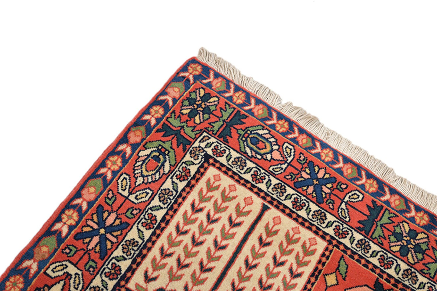 Coral Orange Bright Rug | Landscape Grid Story Area Rug | 4 x 5 Feet | Persian Oriental Caucasian Rug | Multi Color Bright Hand Knotted Rug