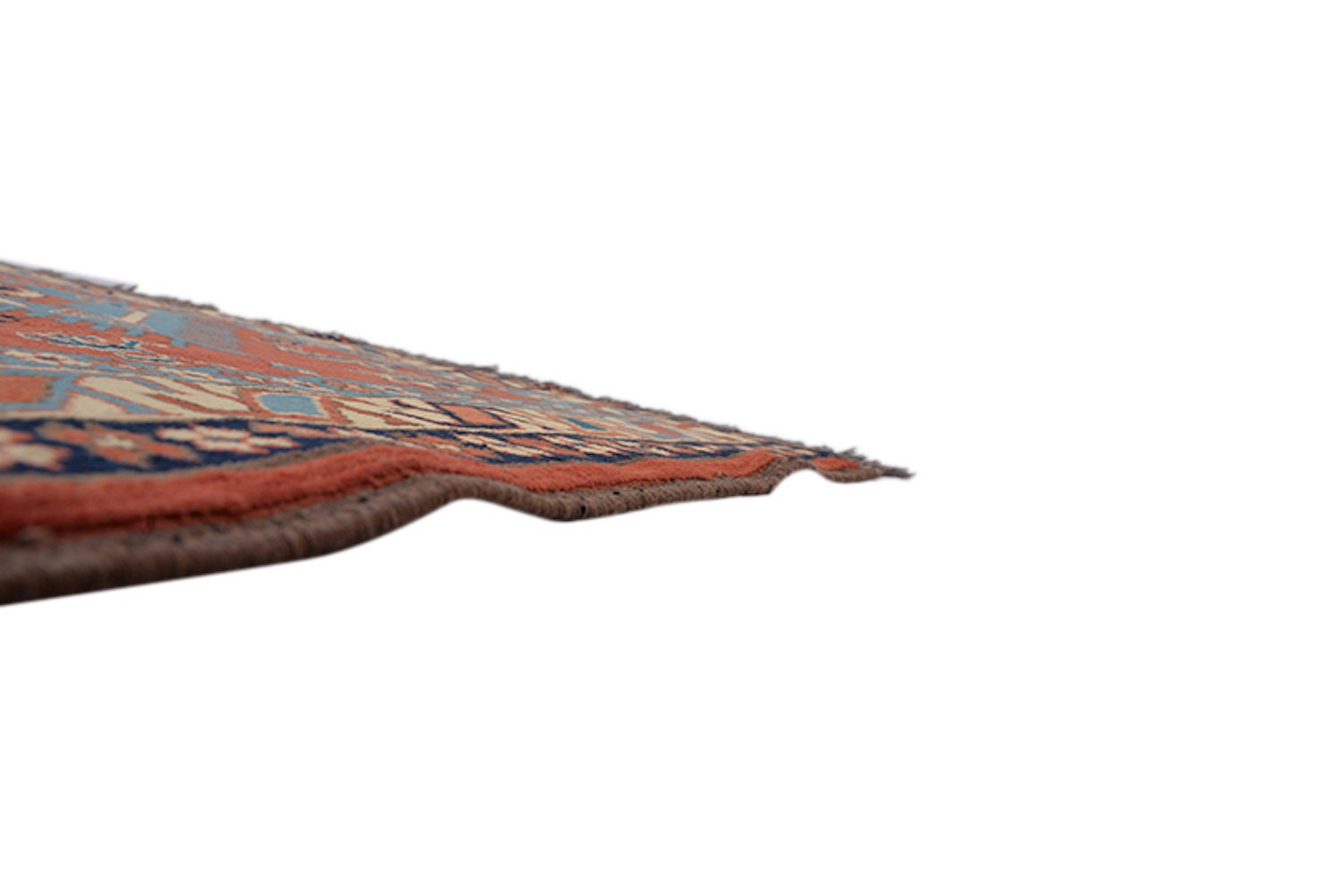 Orange Light Blue 5x6 Persian Rug | Vintage Area Rug | Geometric Boho | Light Blue Diamond Pattern | Wool Handmade Rug | 5x7 Feet