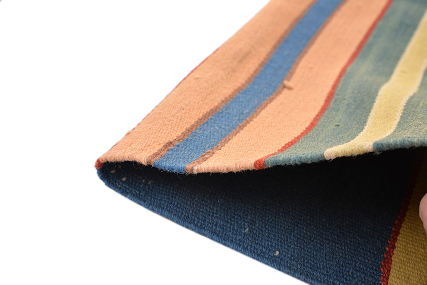 Turkish Kilim Rug | Multi Color Striped Handmade Rug | Tribal Boho Southwestern Wool Rug