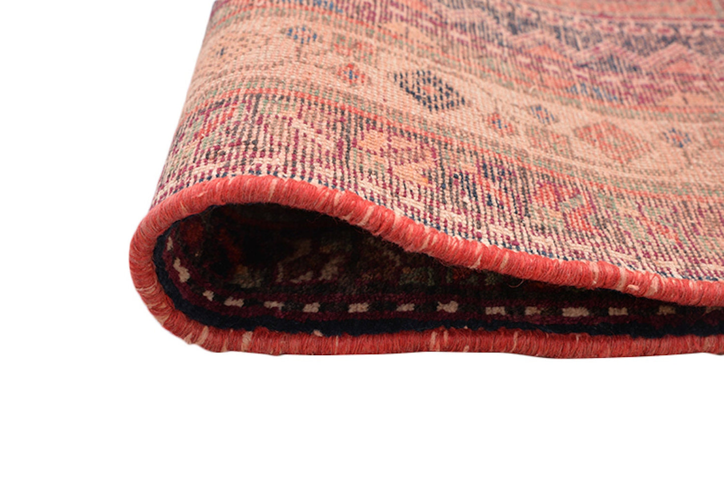 7 x 5 Feet | Blue Geometric Rug | Vintage Tribal Rug | Red Nomadic Motifs | Hand Knotted Persian Turkish Caucasian Area Rug | Antique Wool