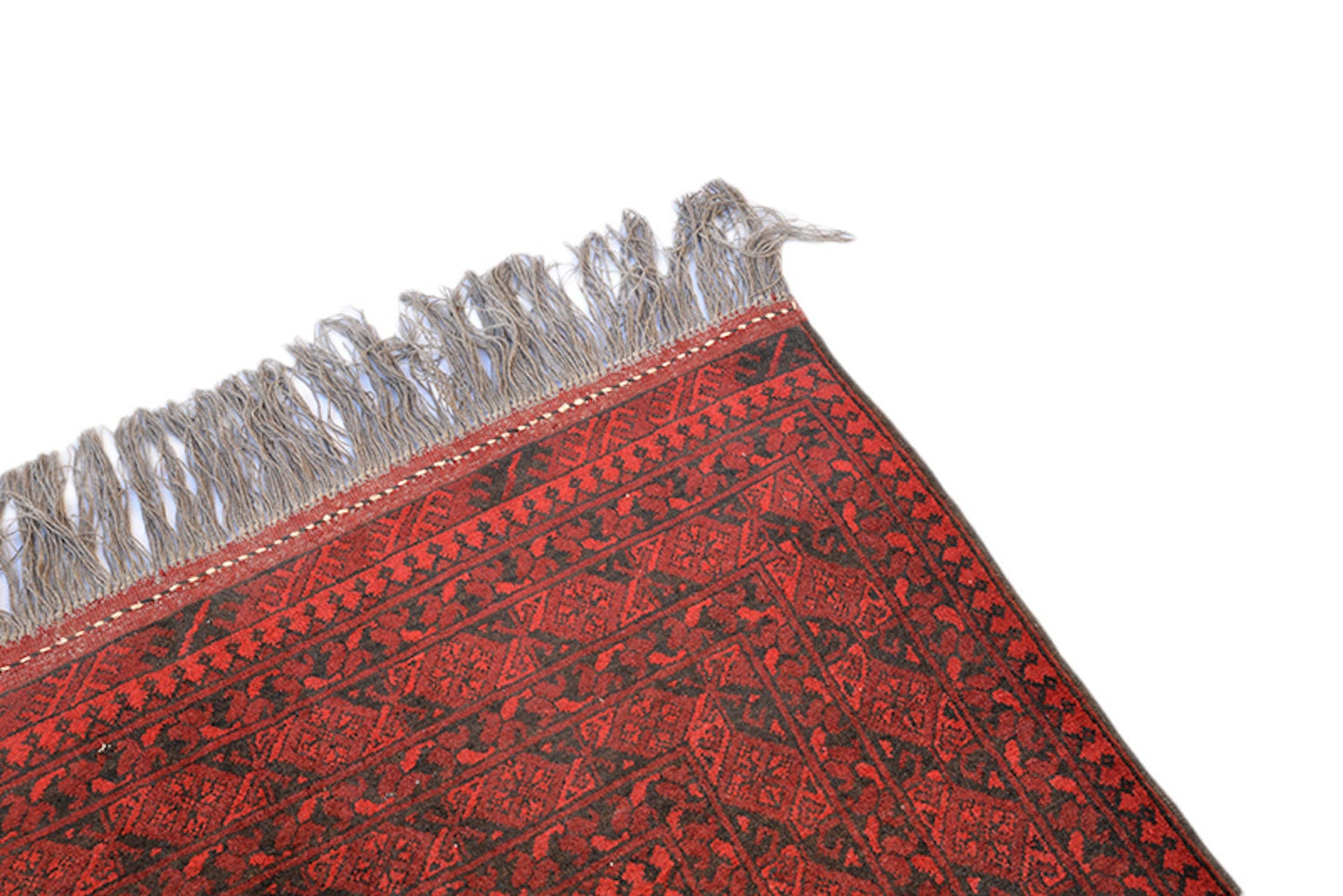6x9 Red Oriental Low Pile Rug, Deep Bright Colored Afghan Caucasian, Antique Hand Knotted with Wool