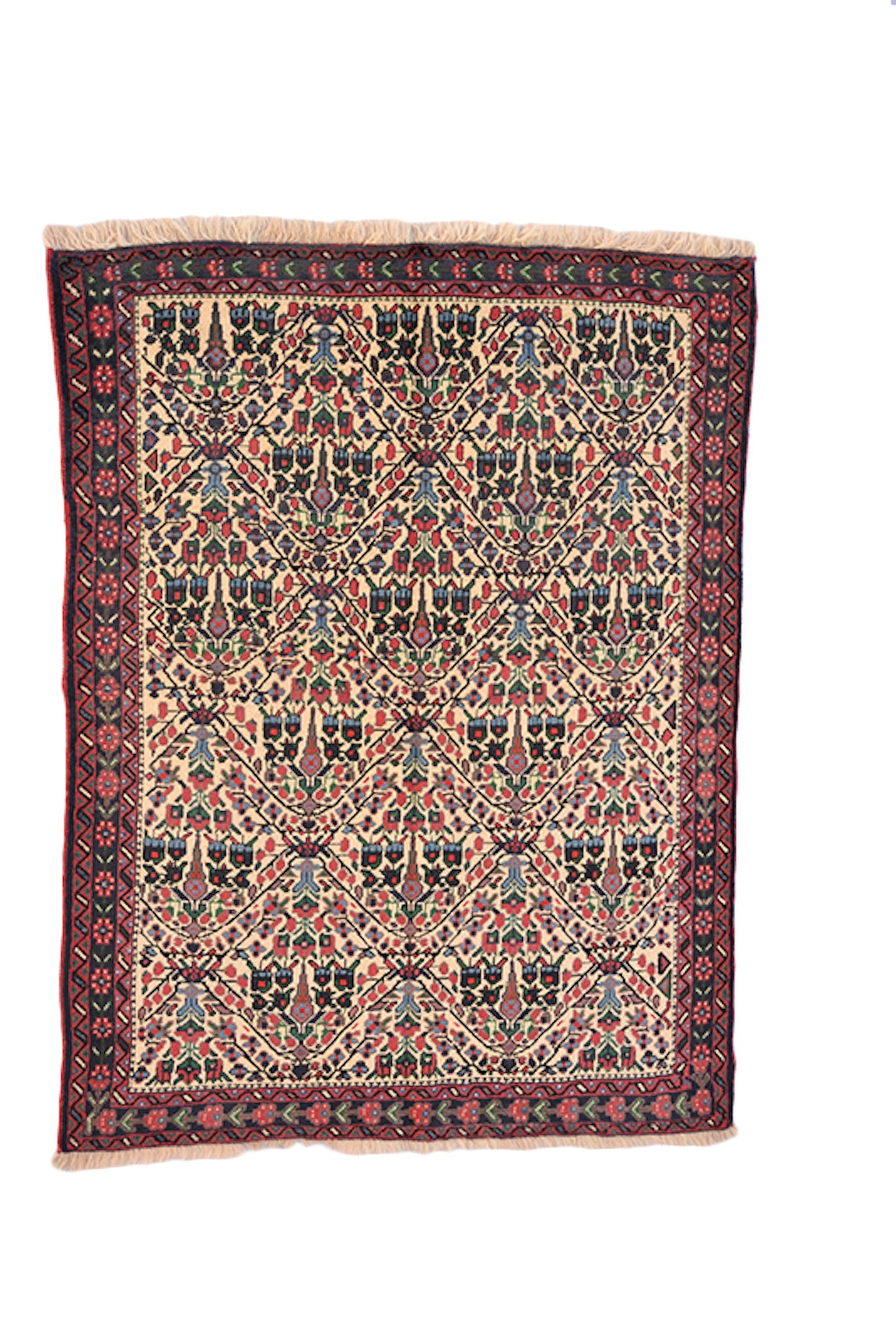 One of a kind Red Beige Antique Rug | Small Persian Caucasian Rug | Living Room Rug | Accent Hand Woven Rug | Oriental Geometric Pattern Rug