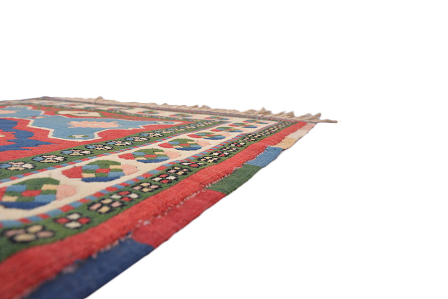 Colorful 3x5 Turkish Kazak Rug | Geometric Tribal Pattern | Red Blue Green Area Rug | Entryway Small Rug | Wool Hand knotted