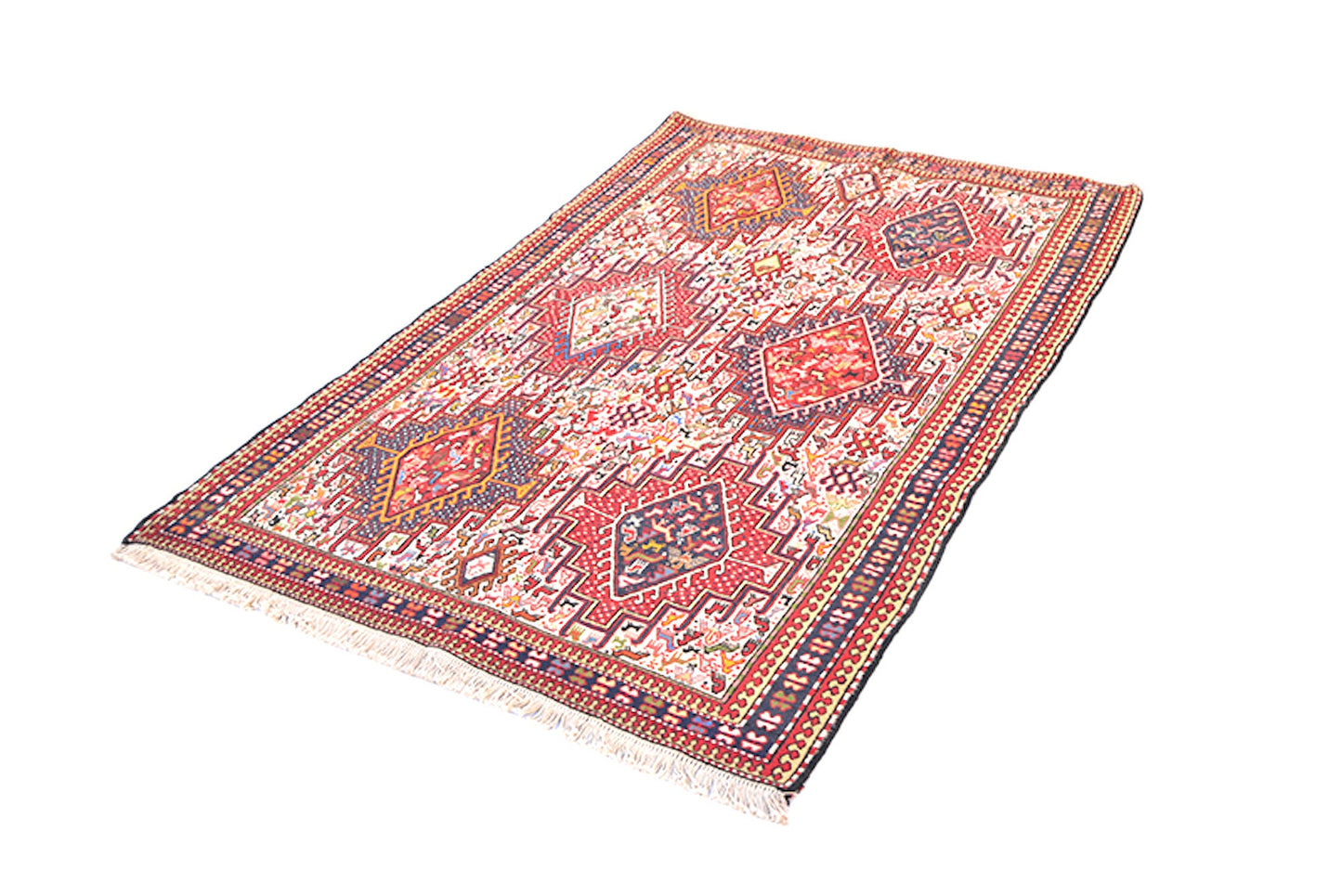 4 x 6 Feet Colorful Turkish Caucasian Rug | Hand Woven Area Rug | Oriental Persian Rug | Living Room Rug | Accent Geometric Pattern Wool Rug
