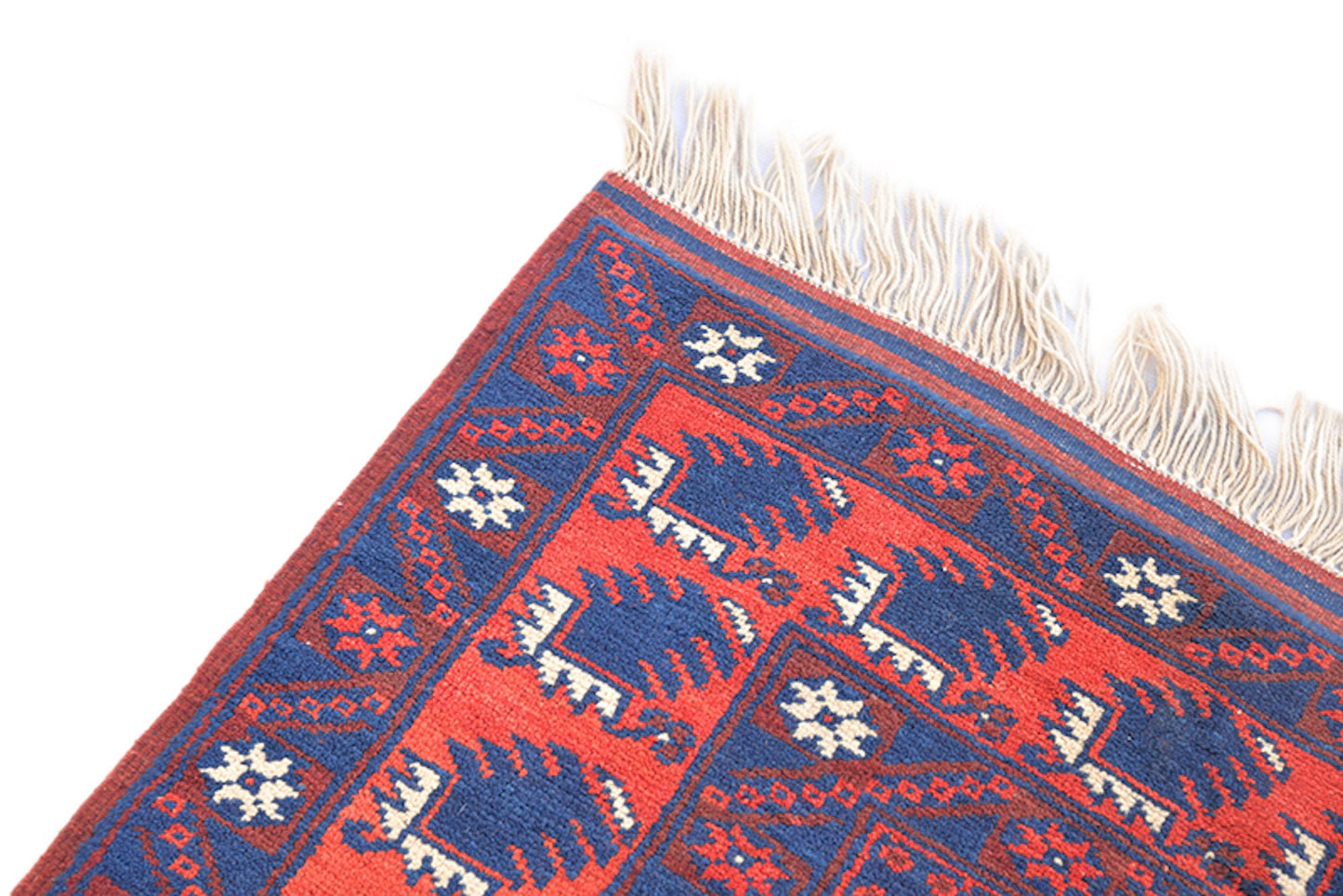 4 x 7 Feet Orange Blue Turkish Caucasian Rug | Handmade Area Rug | Oriental Persian Rug | Living Room Rug | Accent Geometric Pattern Rug
