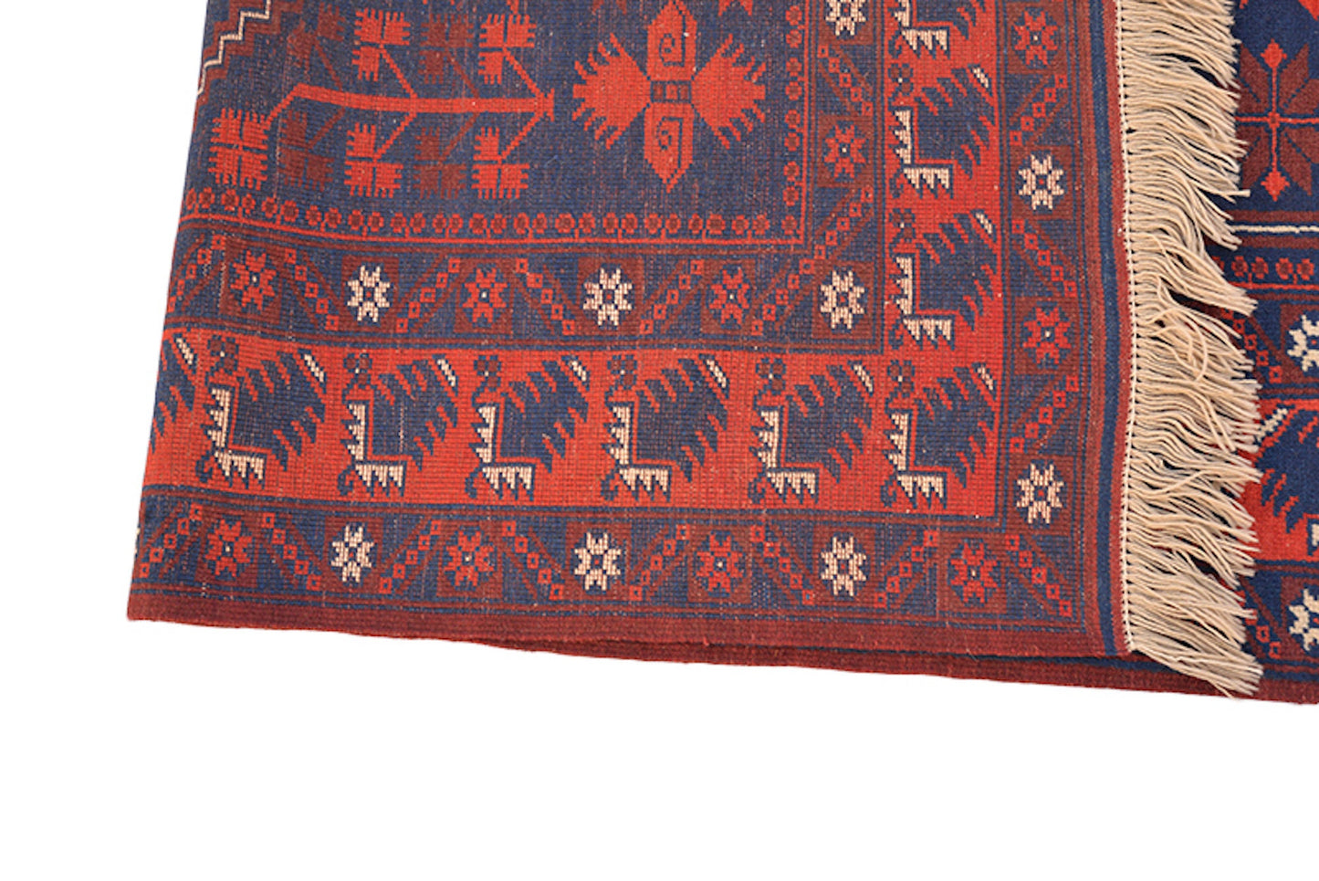 4 x 7 Feet Orange Blue Turkish Caucasian Rug | Handmade Area Rug | Oriental Persian Rug | Living Room Rug | Accent Geometric Pattern Rug
