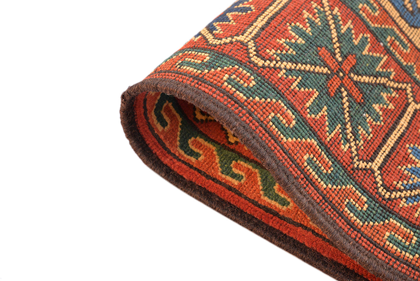 One of a kind Orange Green Antique Rug | 4 x 6 Persian Caucasian Rug | Living Room Rug | Accent Hand Woven Wool Rug | Oriental Geometric Rug