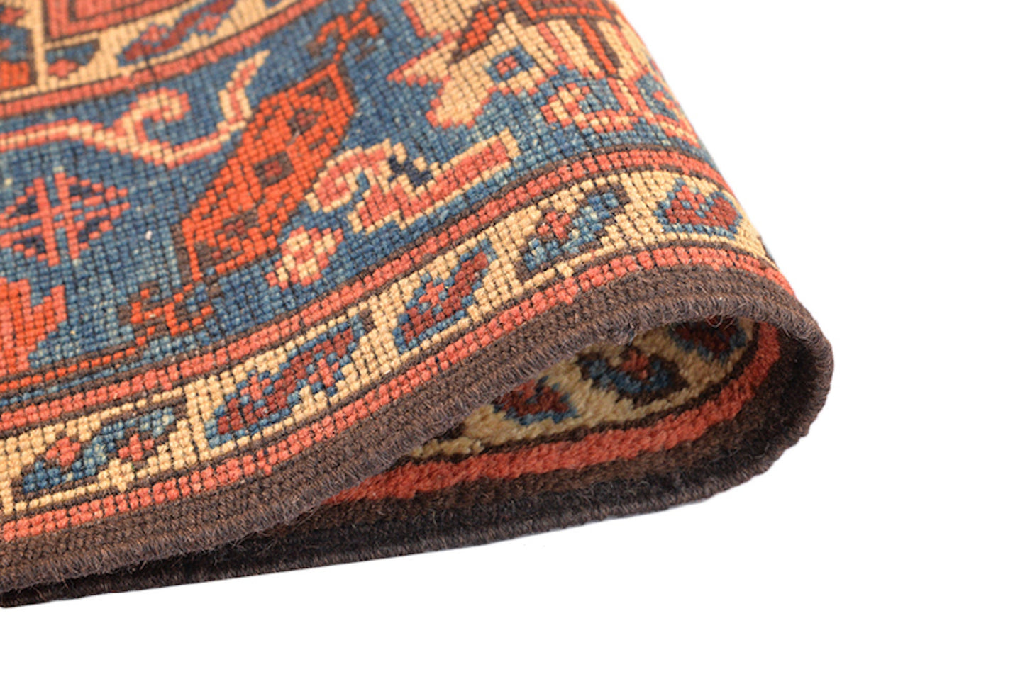 Burnt Orange Green Vintage Rug | 5 x 6 Hand Woven Wool Rug