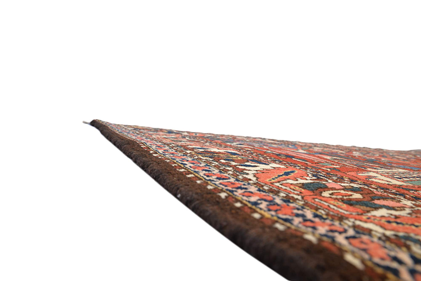 Orange Red Floral 8x11 Antique Rug | Persian Oriental Design Area Rug | Bright Colored Living Room Dining Room Accent Rug | Wool Hand Woven