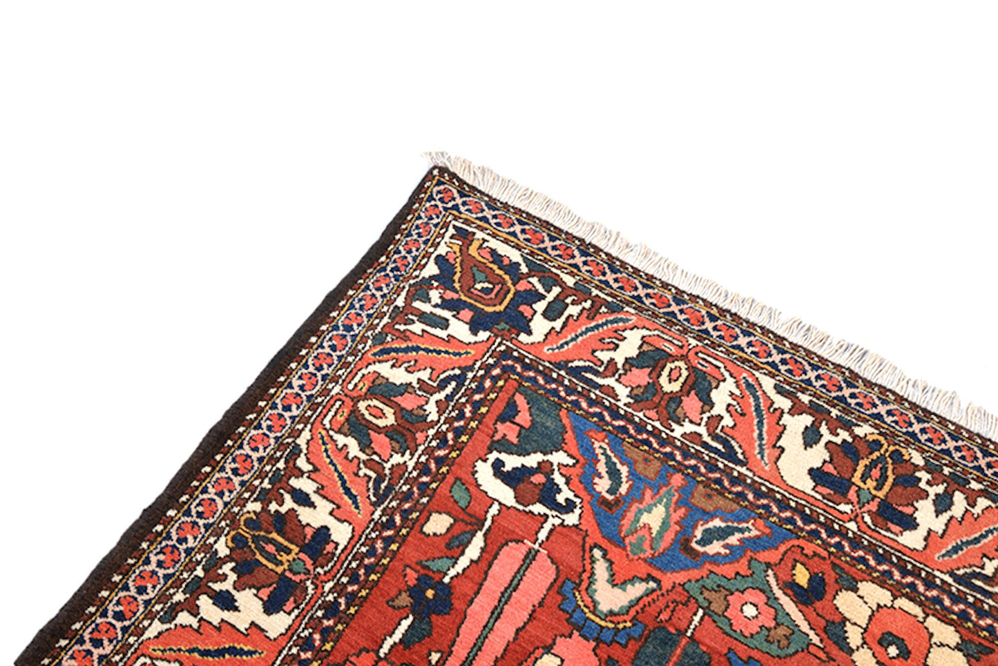 Orange Red Floral 8x11 Antique Rug | Persian Oriental Design Area Rug | Bright Colored Living Room Dining Room Accent Rug | Wool Hand Woven