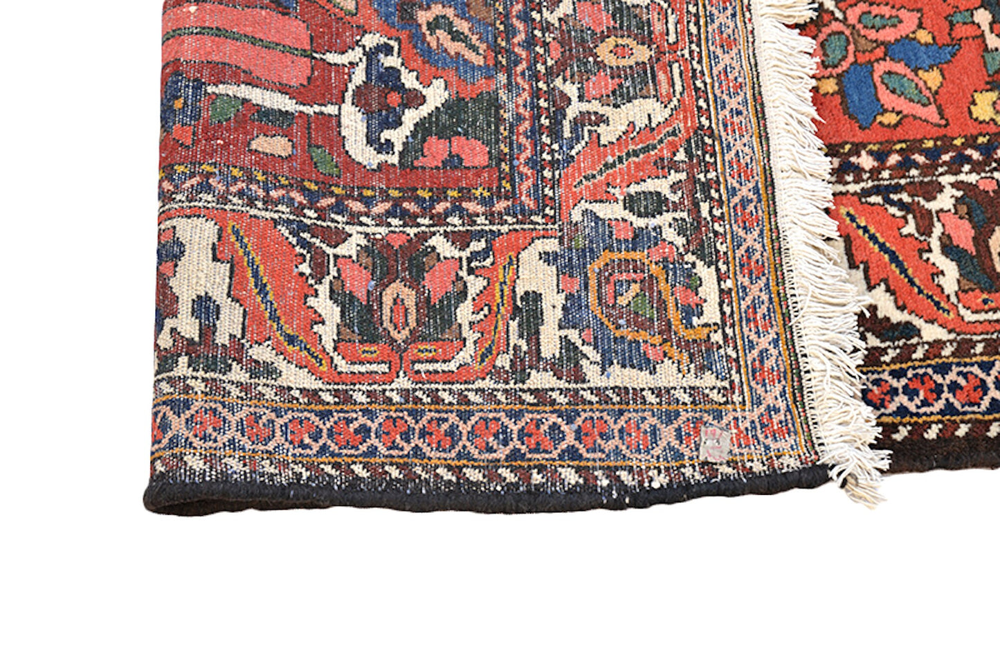 Orange Red Floral 8x11 Antique Rug | Persian Oriental Design Area Rug | Bright Colored Living Room Dining Room Accent Rug | Wool Hand Woven