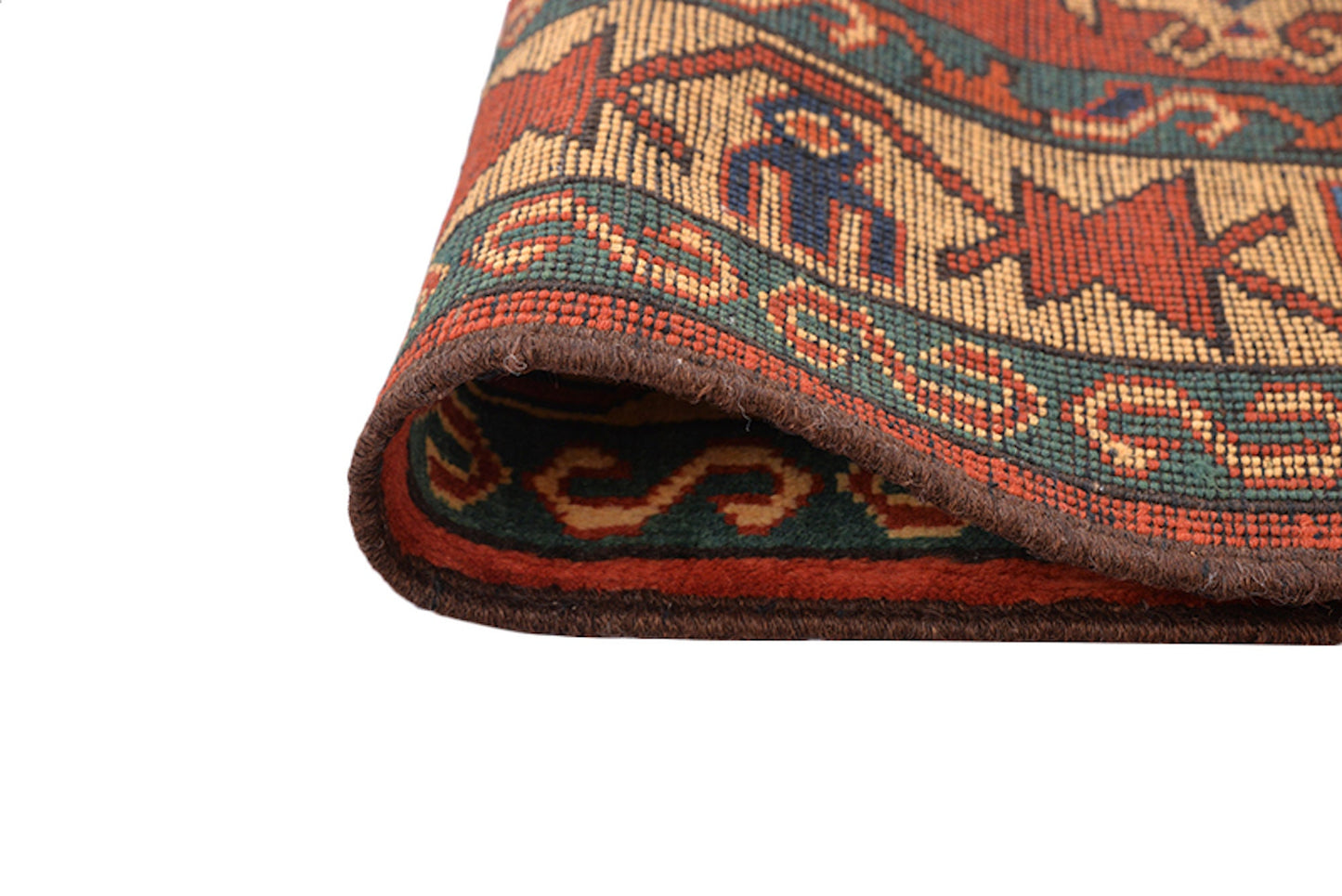 Bright Red 3x5 Tribal Rug | Vintage Wool Area Rug | Geometric Medallion Navy Green | Beige Bordered Rug | Entryway Home Accent | Rustic