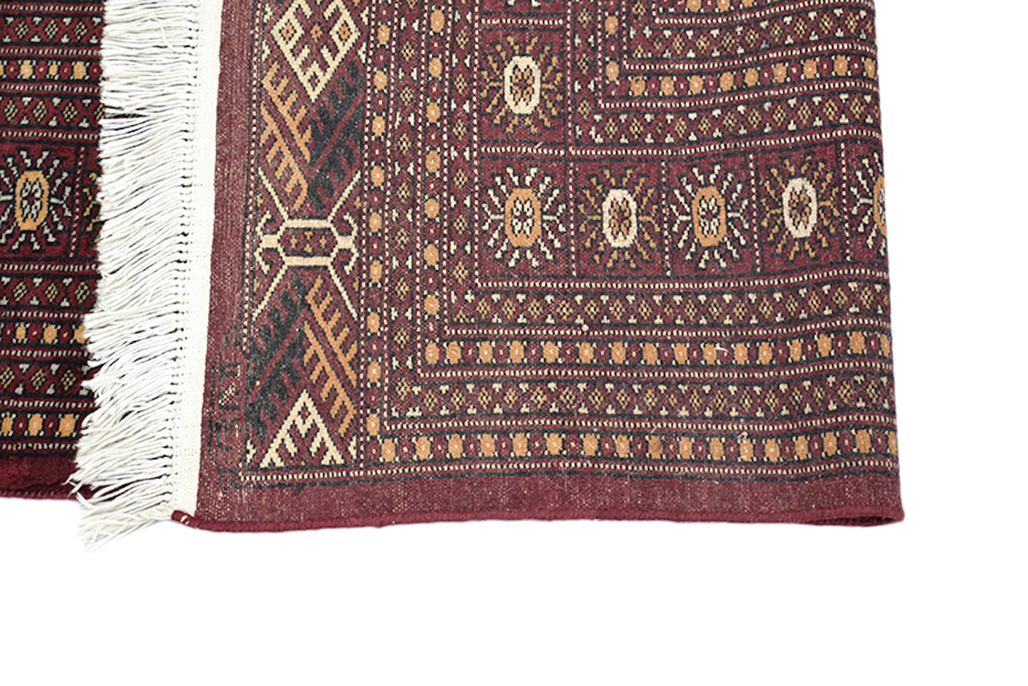8 x 10 Dark Red Oriental Antique Rug | Bordered Rug with Repeating Geometric Pattern | Soft Wool with Thick Pile | Oversized Living Rug