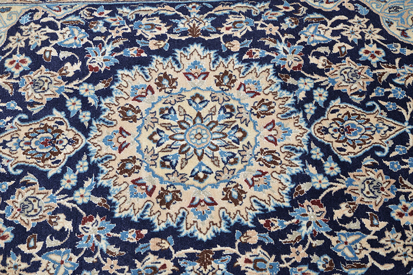 4 x 6 Feet Blue Beige Floral Rug | Handmade Area Rug | Oriental Persian Caucasian Rug | Living Room Rug | Wool Tribal Vintage