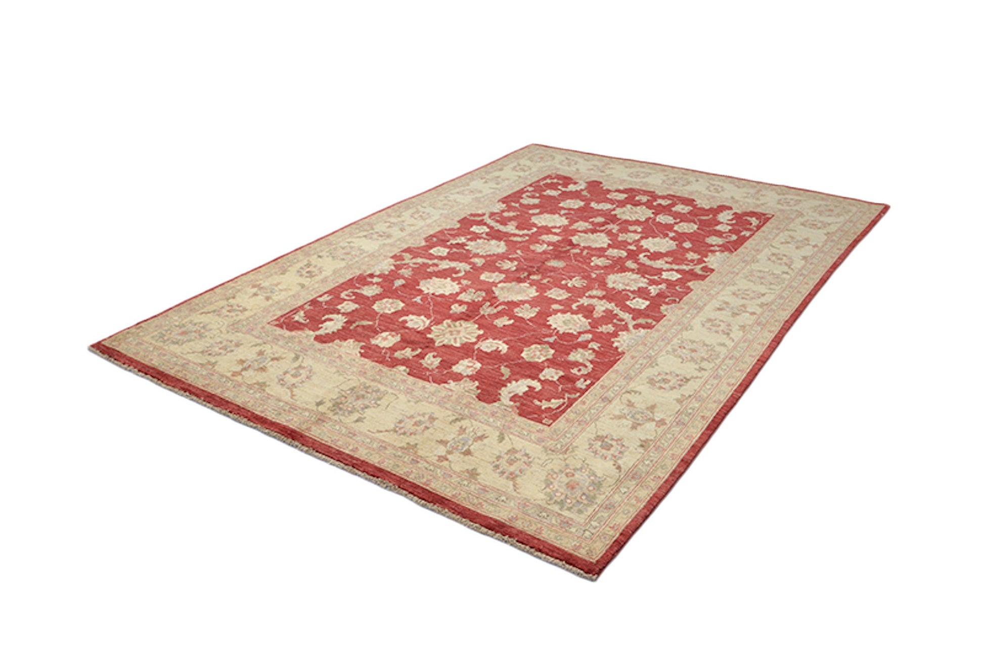 6 x 9 Feet Red Gold Floral Rug | Handmade Area Rug | Oriental Persian Caucasian Rug | Living Room Rug | Wool Traditional Vintage