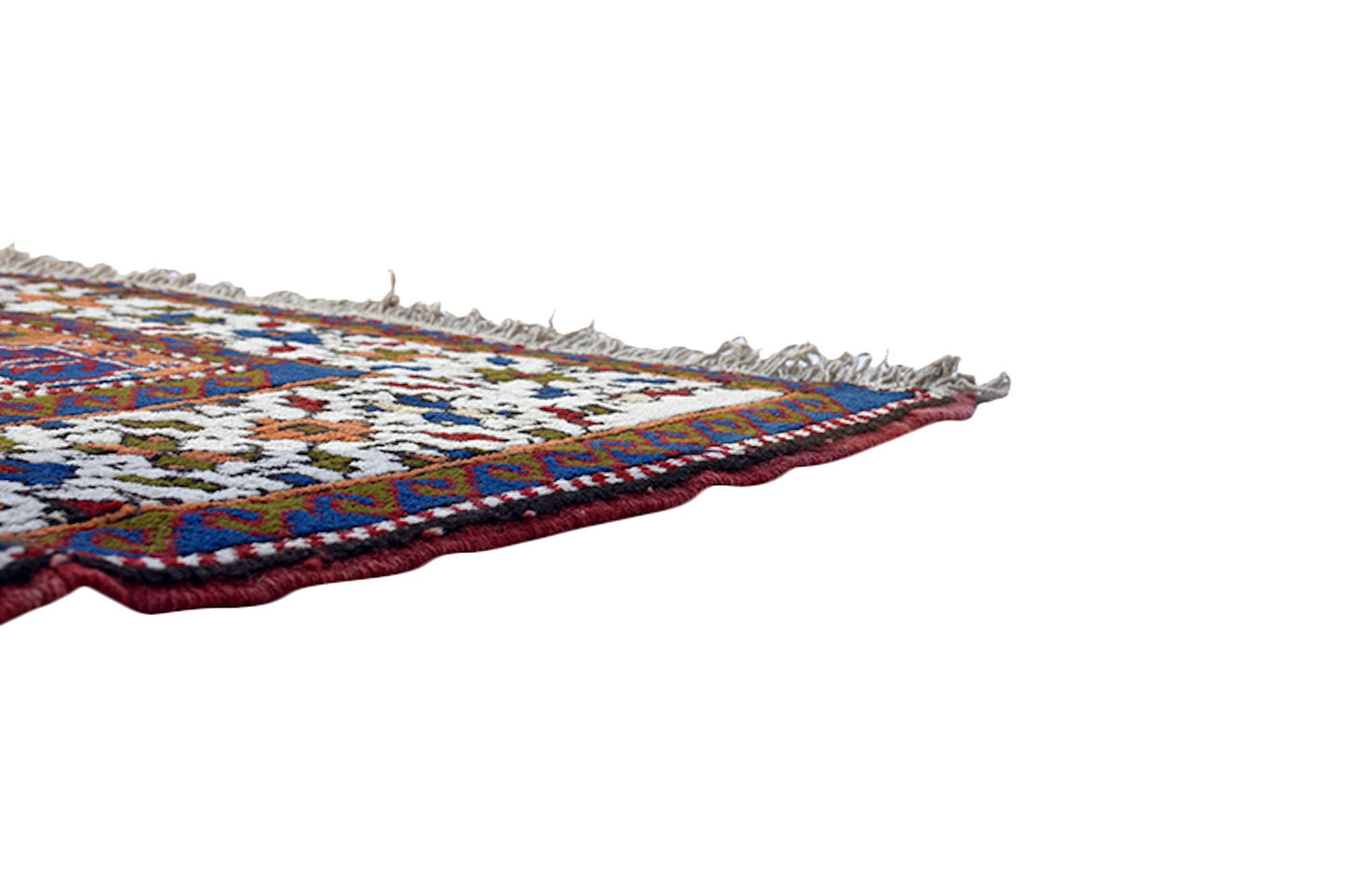 Turkish 4 x 6 Vintage Orange Blue Rug | Hand Woven Area Rug | Oriental Persian Rug | Entryway Rustic Rug | Accent Geometric Pattern Wool Rug