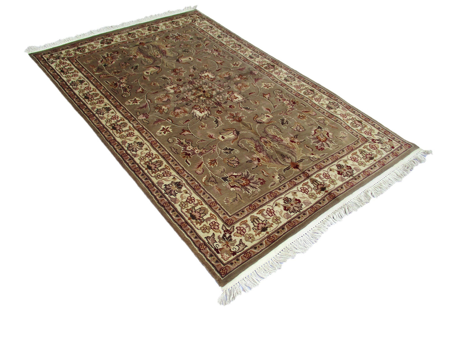 One of a kind Copper Beige Antique Rug | 4 x 6 Persian Caucasian Rug | Living Room Rug | Accent Hand Knotted Wool Rug | Floral Pattern Rug