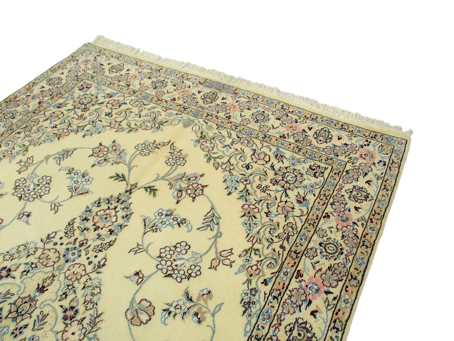 4 x 7 Feet Beige Green Turkish Caucasian Rug | Hand Woven Area Rug | Oriental Persian Rug | Living Room Rug | Accent Floral Pattern Wool Rug