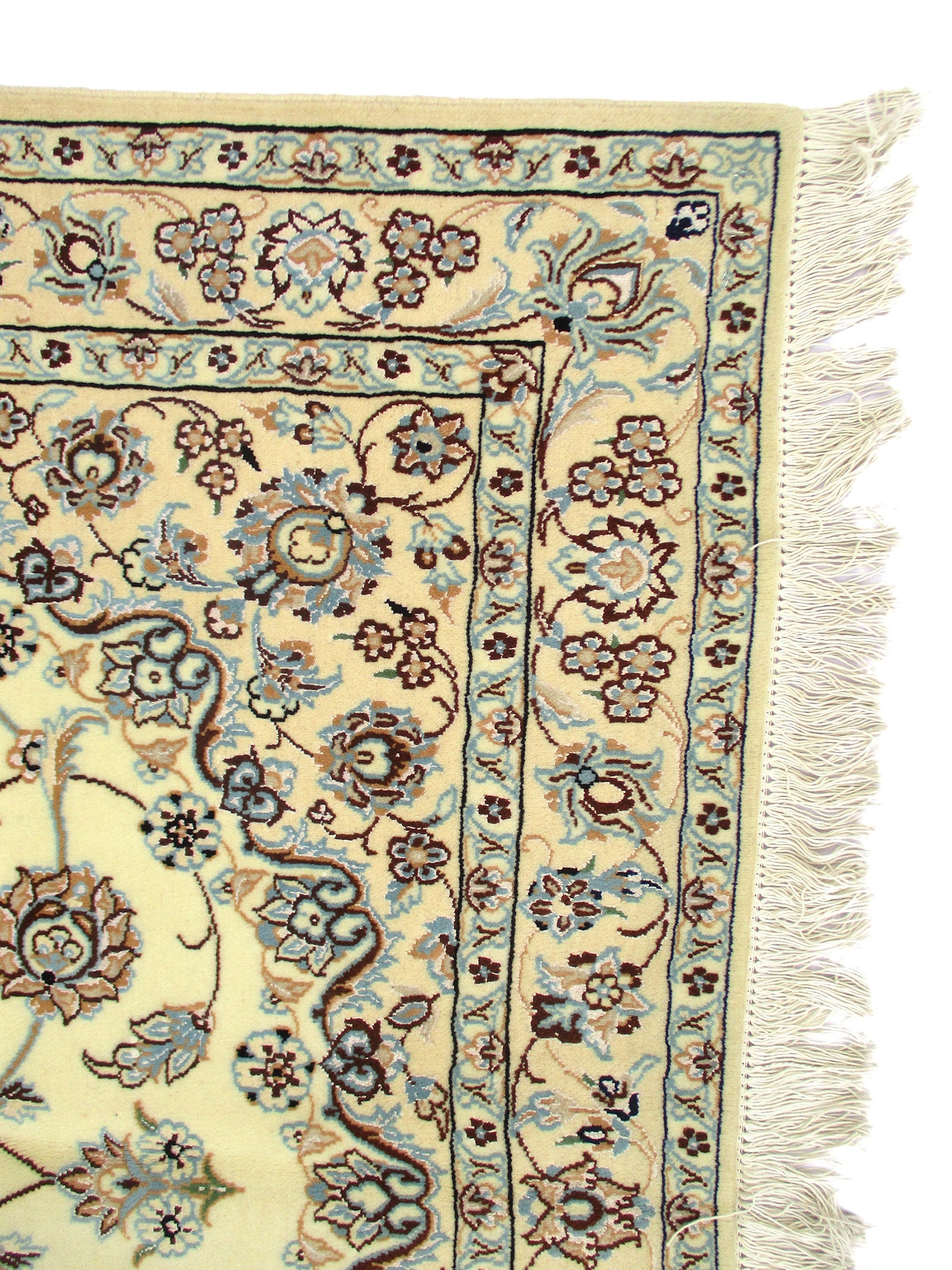 4 x 7 Feet Beige Blue Turkish Caucasian Rug | Hand Woven Area Rug | Oriental Persian Rug | Living Room Rug | Accent Floral Pattern Wool Rug