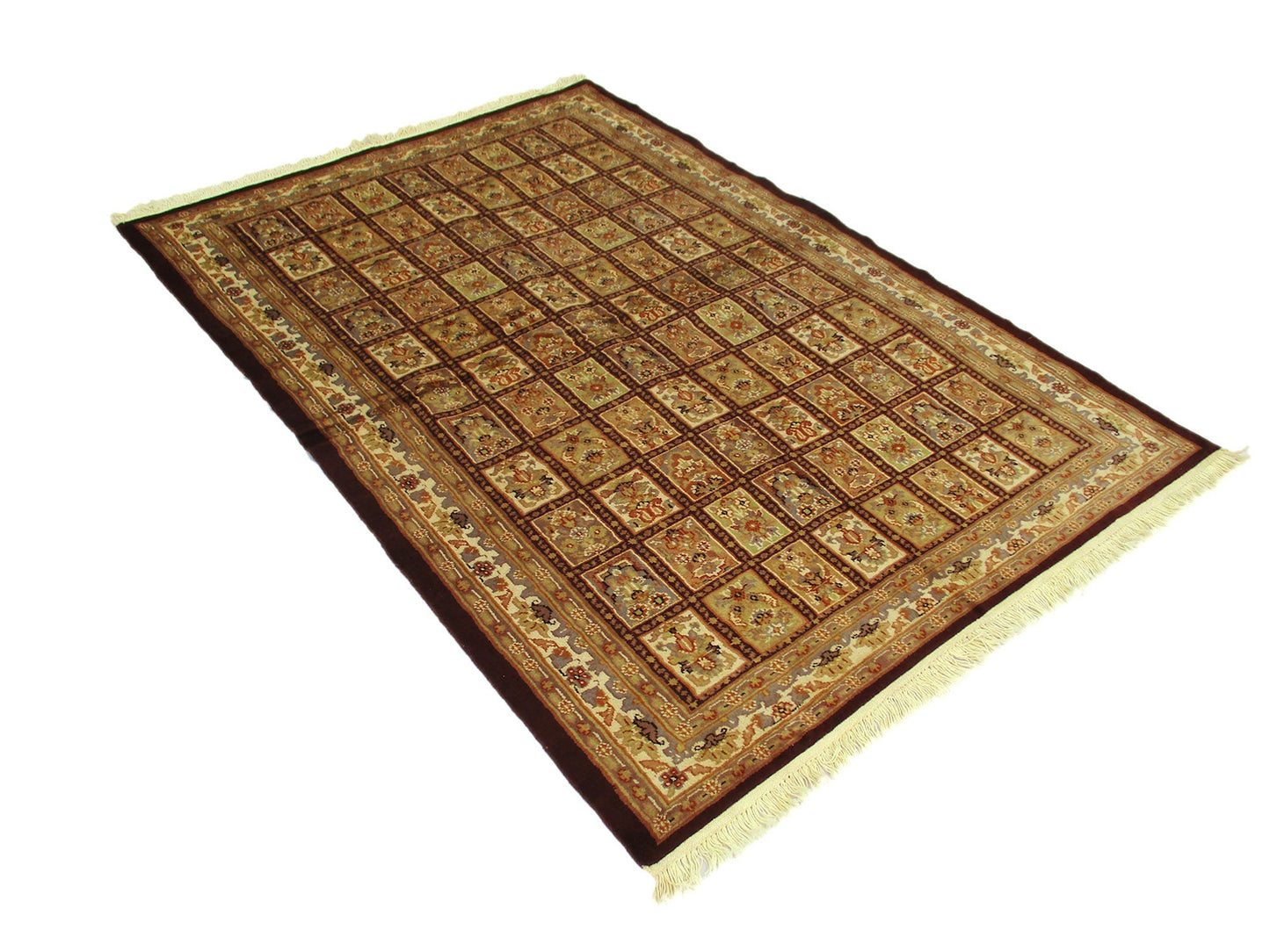 4 x 6 Brown Silk Wool Soft Pile Area Rug | Hand Woven Vintage