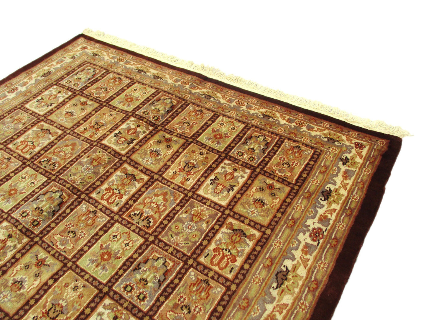 4 x 6 Brown Silk Wool Soft Pile Area Rug | Hand Woven Vintage