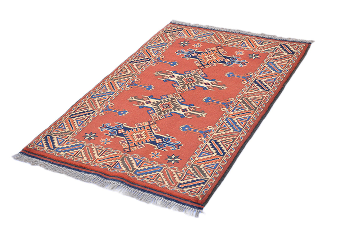 3 x 4 Feet Multi Color Turkish Caucasian Rug | Hand Woven Area Rug | Oriental Persian Rug | Living Room Rug | Accent Geometric Pattern Rug