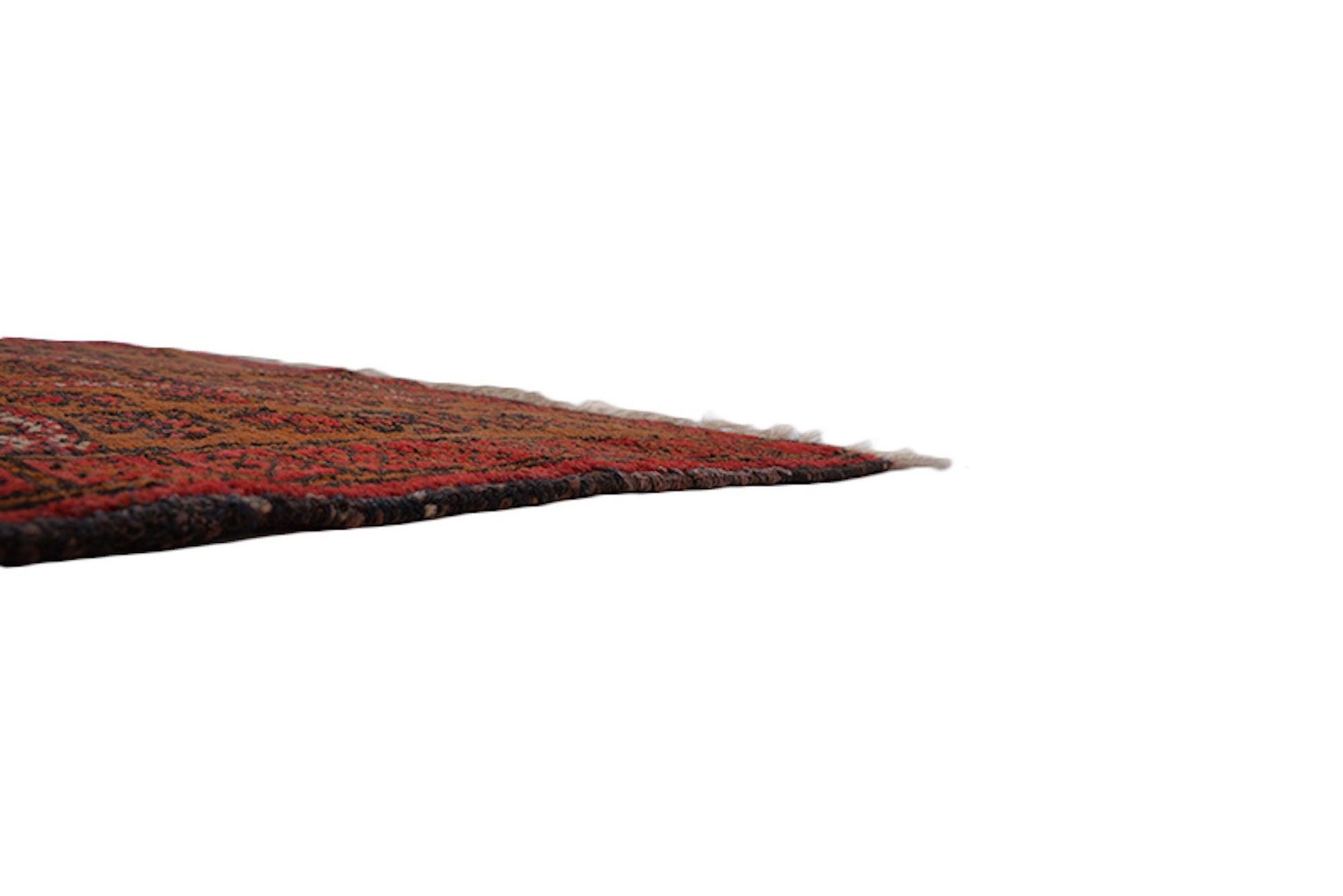 Vintage Brown Orange 3x4 Handmade Rug | Geometric Tribal Nomadic Pattern woven with Dyed Wool