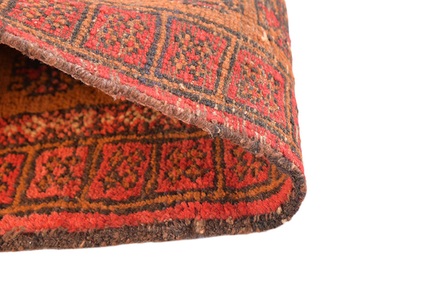 Vintage Brown Orange 3x4 Handmade Rug | Geometric Tribal Nomadic Pattern woven with Dyed Wool