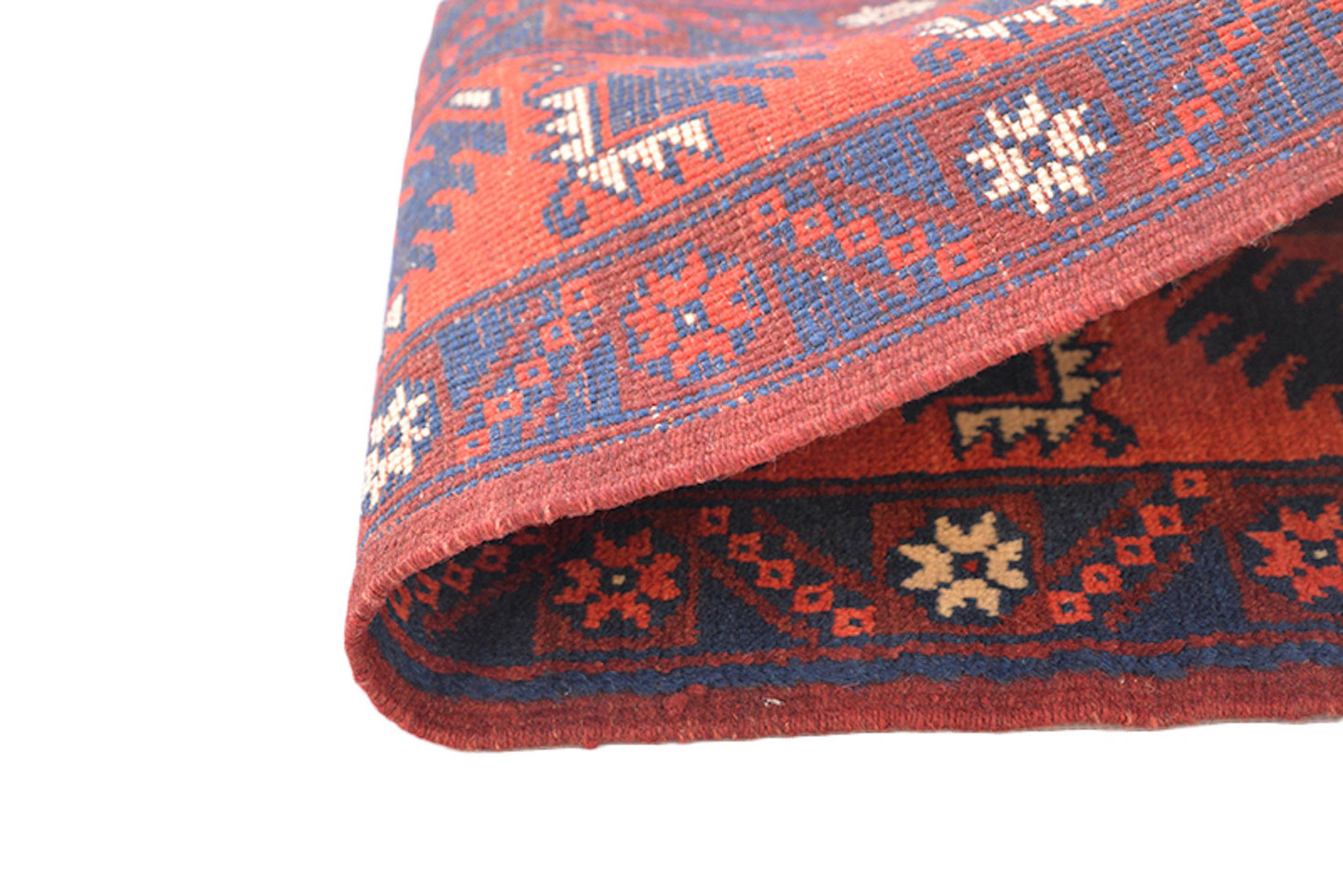 4 x 7 Feet Orange Blue Turkish Caucasian Rug | Handmade Area Rug | Oriental Persian Rug | Living Room Rug | Accent Geometric Pattern Rug