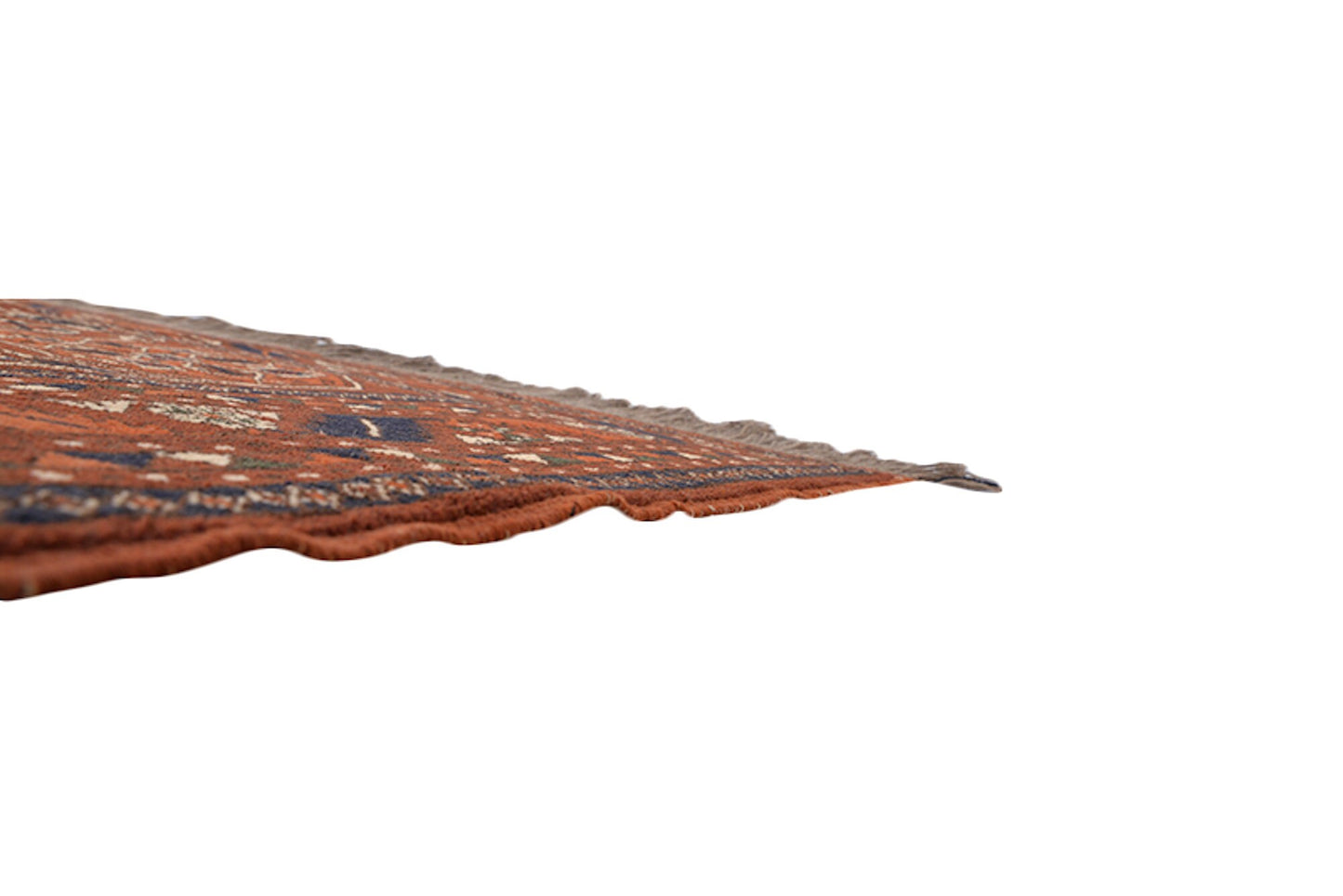 4 x 6 Orange Blue Tribal Geometric Rug| Handmade Oriental Wool Area Rug | Vintage Caucasian Persian Rug | Living Room Entryway Rug