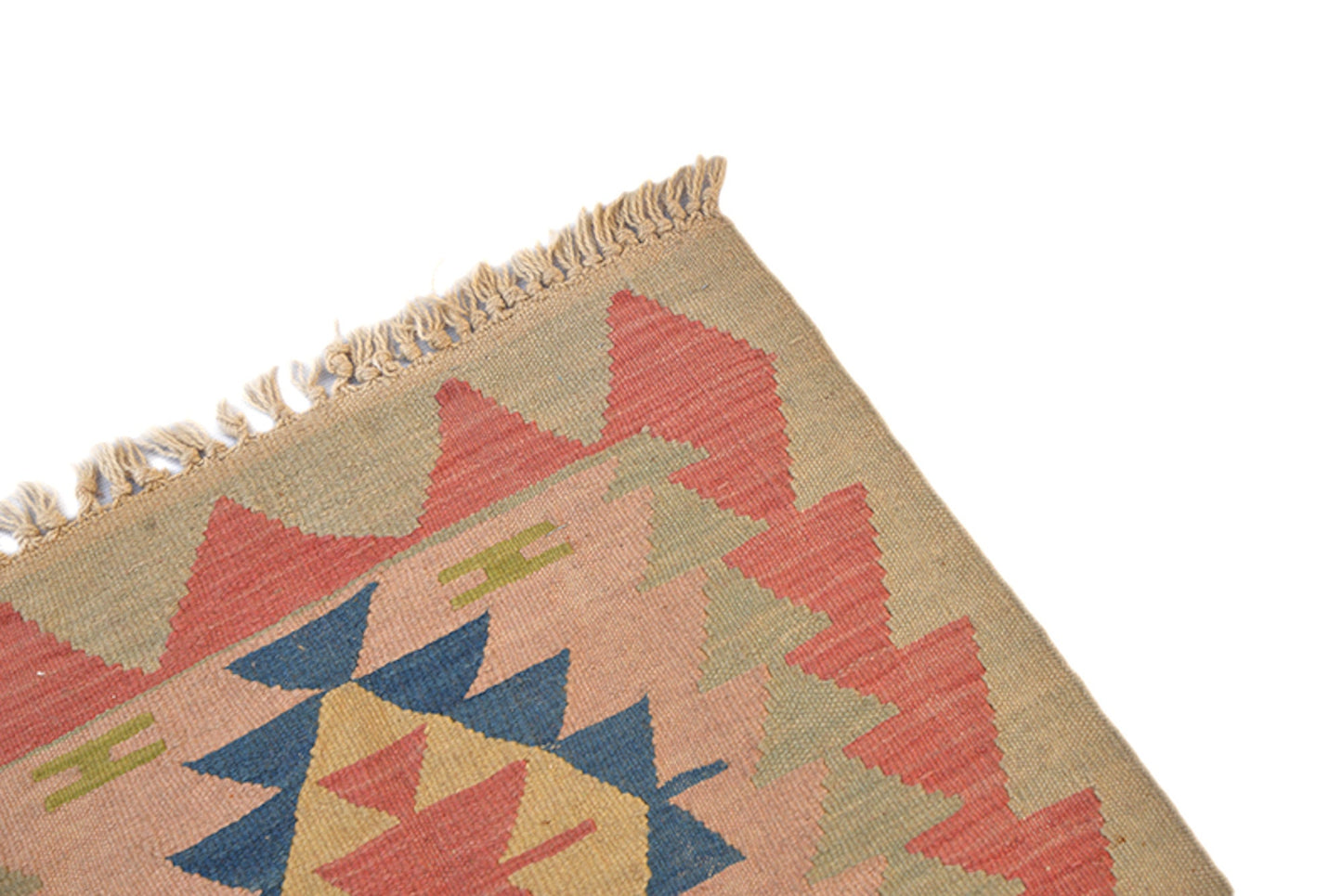 2 x 3 Feet Beige Red Geometric Rug | Handmade Area Rug | Oriental Persian Rug | Living Room Rug | Wool Traditional Vintage