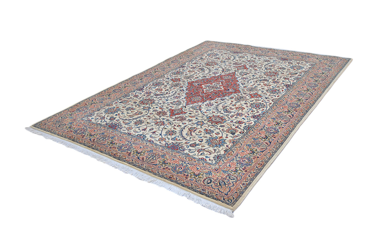 7 x 10 Feet Beige Oriental Rug| Hand Woven Area Rug | Floral Traditional Living Room Rug | Wool Antique