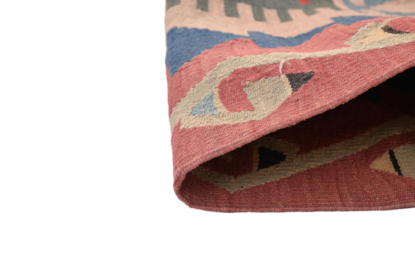 4 x 7 Colorful Kilim Ethnic Rug | Pink Hand Woven Area Rug | Flatweave tribal Bohemian style rug | Wool Traditional Vintage