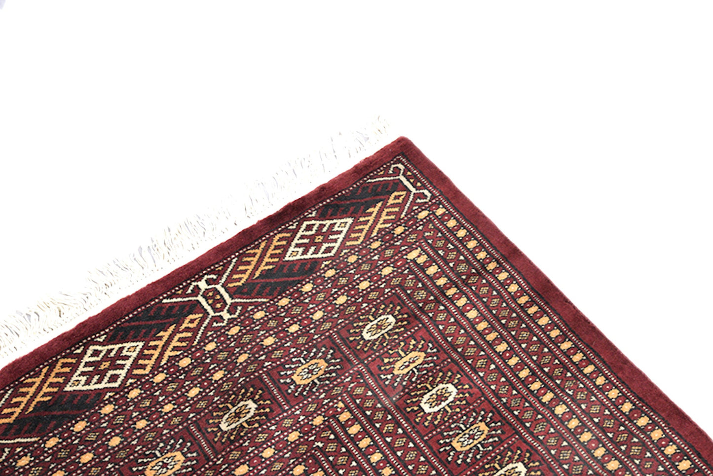 8 x 10 Dark Red Oriental Antique Rug | Bordered Rug with Repeating Geometric Pattern | Soft Wool with Thick Pile | Oversized Living Rug