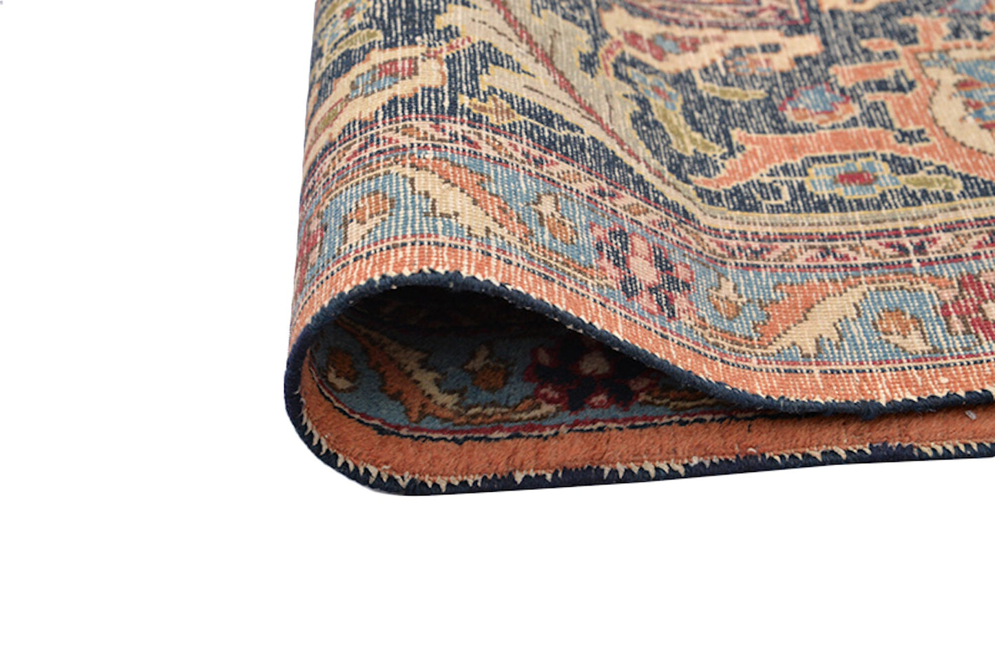 11 x 8 Feet Orange Blue Colorful Rug | Handmade Area Rug | Oriental Persian Antique Rug | Wool Tribal Vintage