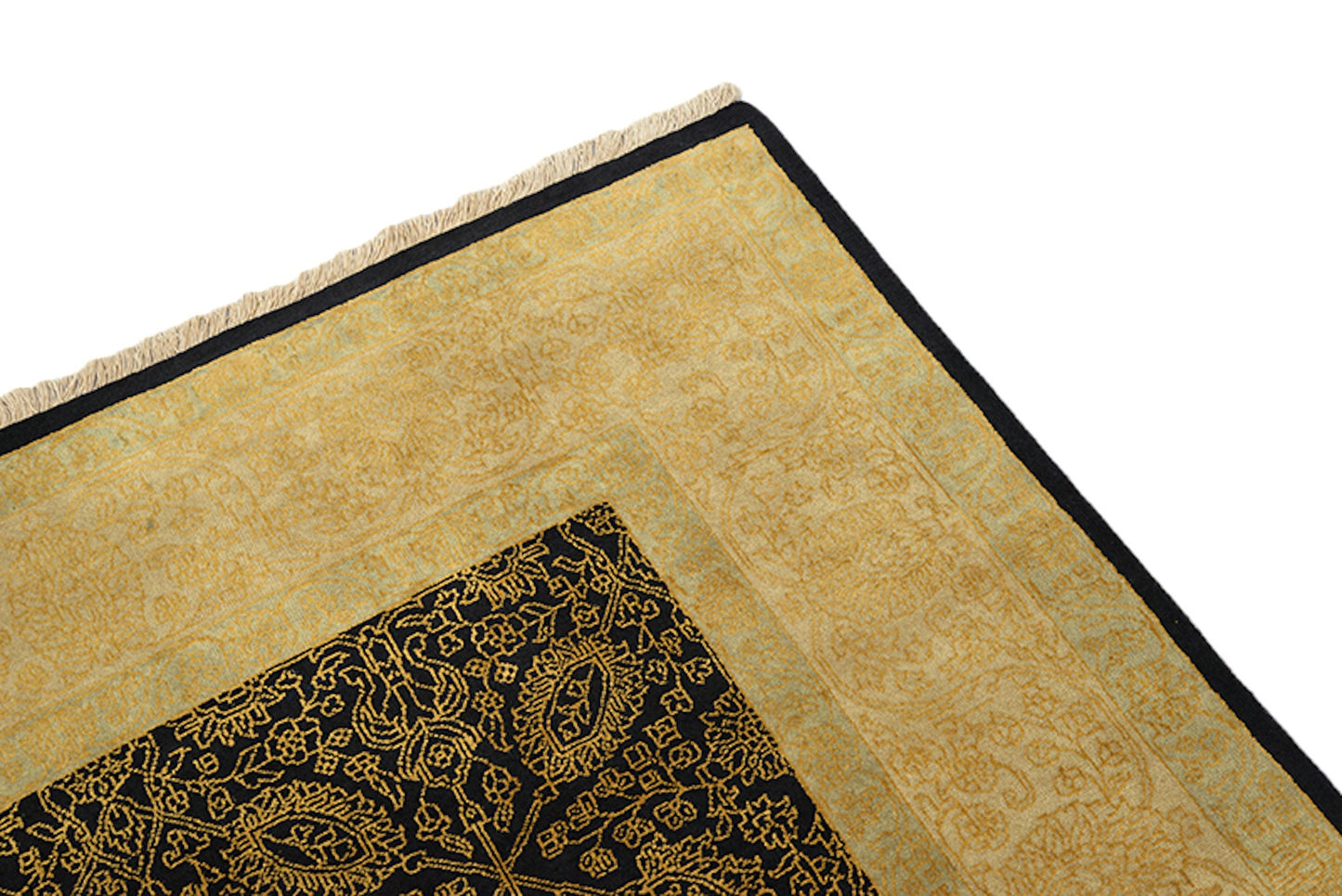 6 x 8 Feet Black Gold Medallion Rug, Handmade Area Rug | Oriental Persian Caucasian Rug | Living Room Rug | Wool Tribal Vintage