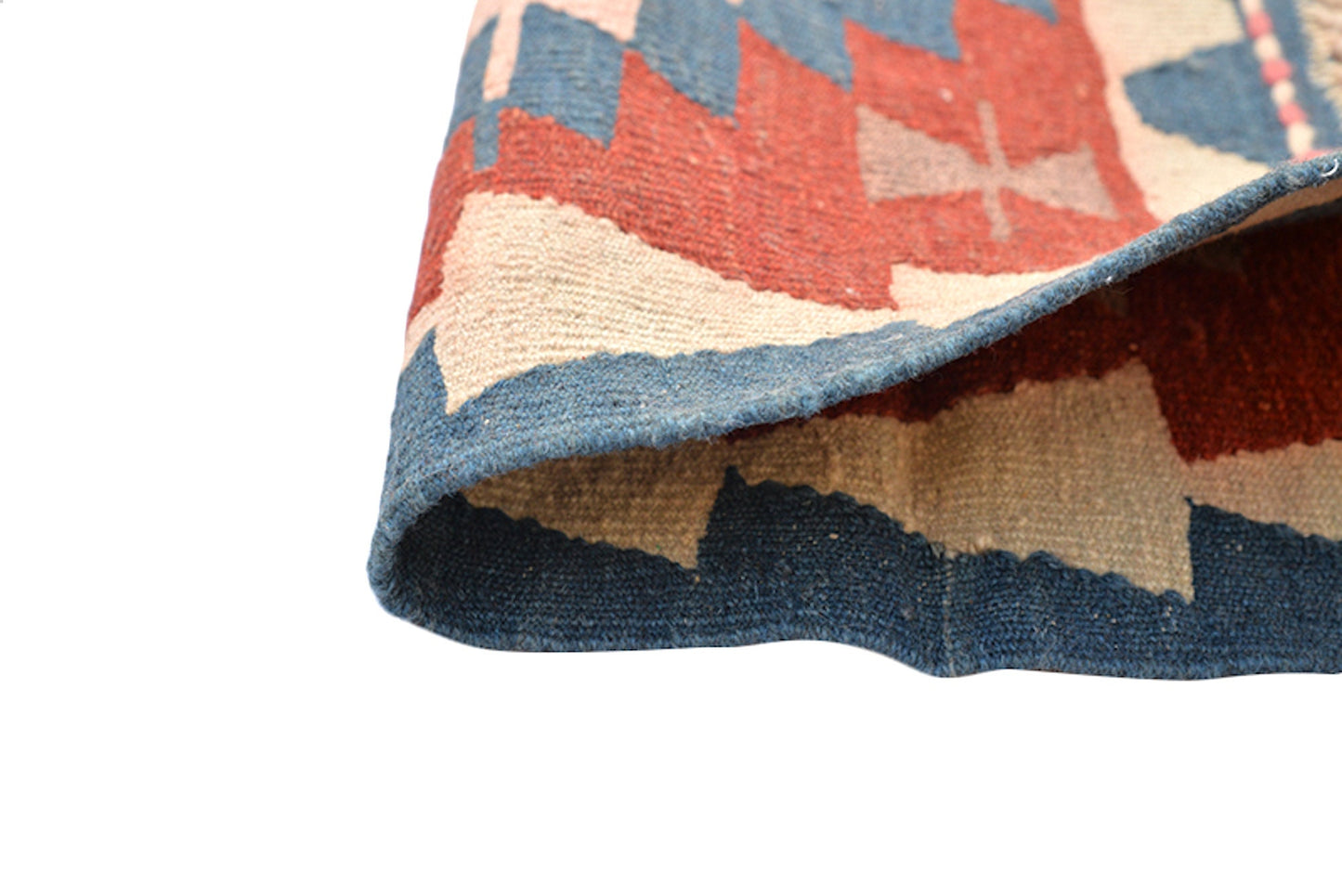 2 x 3 Pink Blue Traditional Kilim Rug | Flatweave Low Pile Wool Handmade Area Rug | Tribal Entryway Small Rug | Vintage Rug Shop