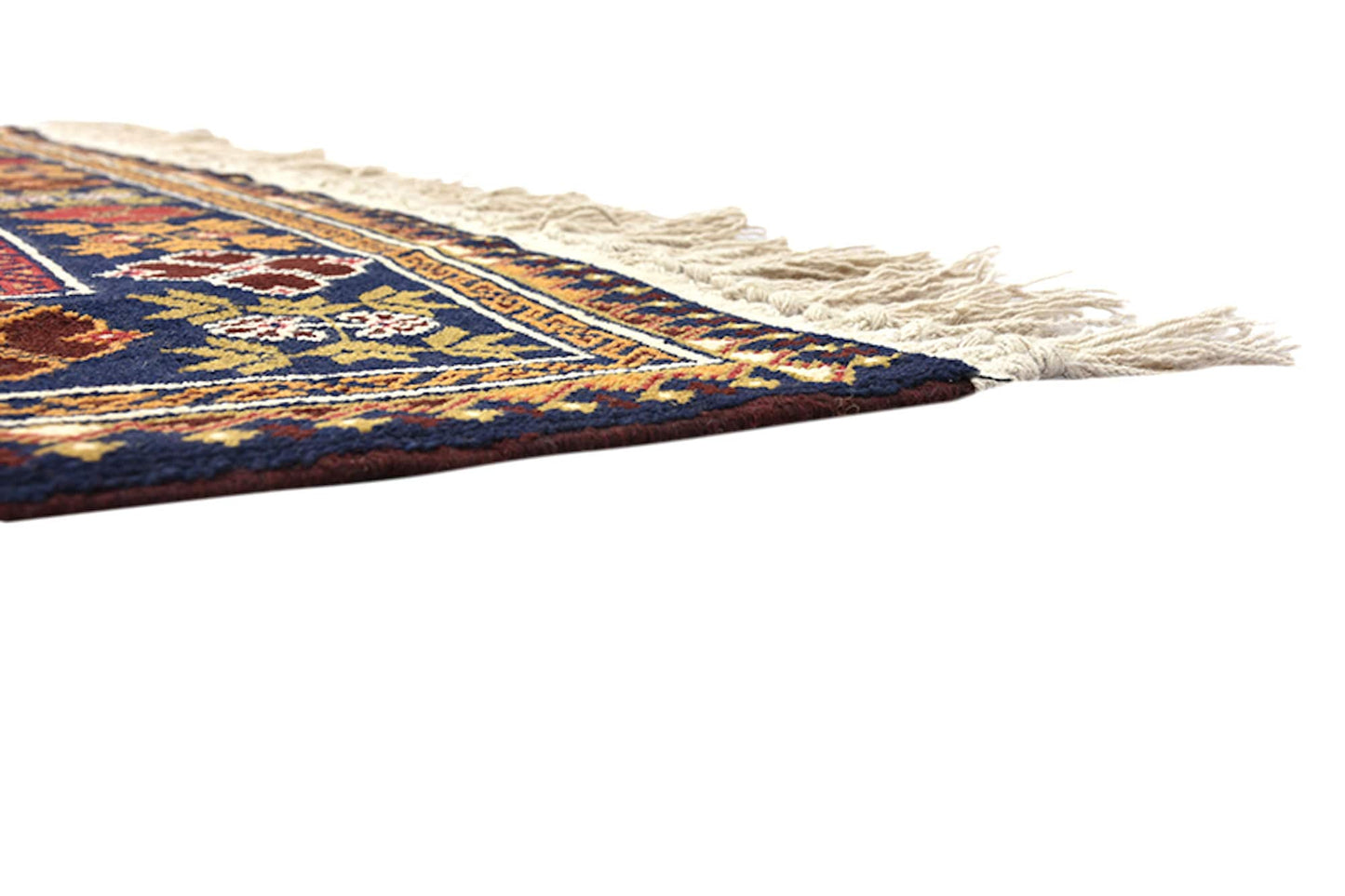 6x9 Navy Blue Red Oriental Antique Rug | Persian Design Style with Red Hexagon Medallion | Soft Low Pile Hand Knotted Area Rug