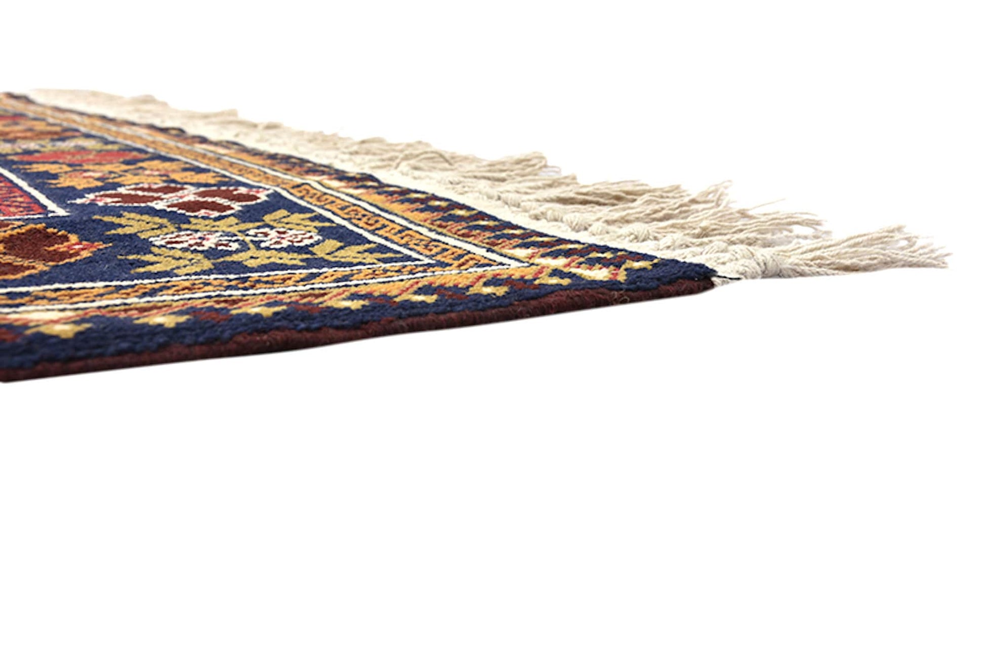 6x9 Navy Blue Red Oriental Antique Rug | Persian Design Style with Red Hexagon Medallion | Soft Low Pile Hand Knotted Area Rug