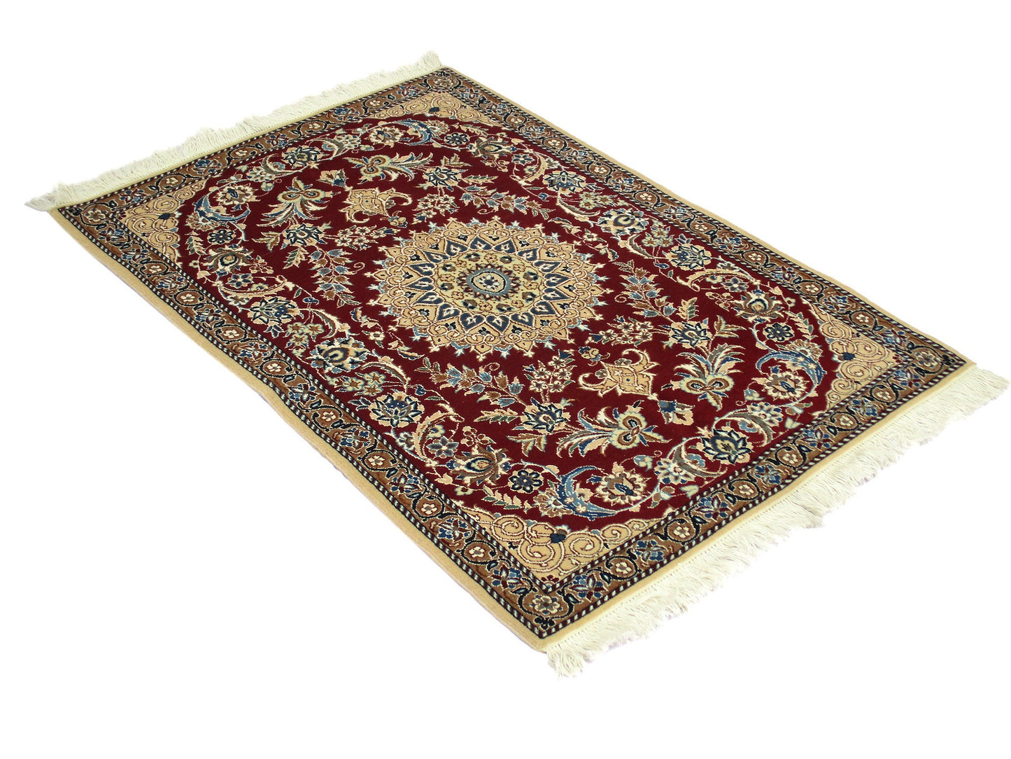 3 x 4 Feet Red Beige Turkish Caucasian Rug | Hand Woven Area Rug | Oriental Persian Rug | Living Room Rug | Accent Floral Pattern Wool Rug
