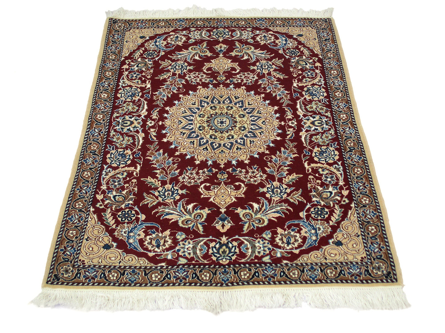 3 x 4 Feet Red Beige Turkish Caucasian Rug | Hand Woven Area Rug | Oriental Persian Rug | Living Room Rug | Accent Floral Pattern Wool Rug
