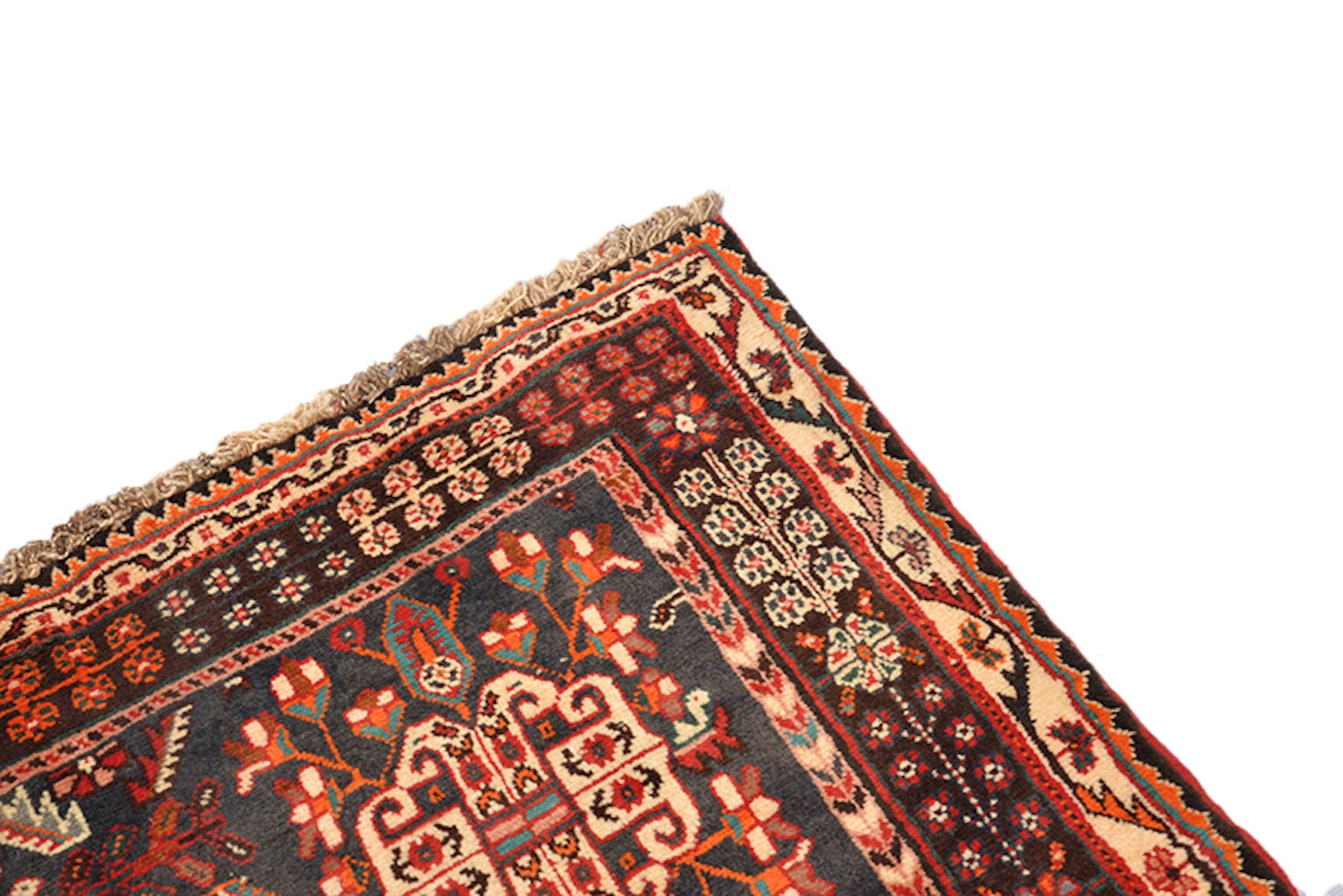 5 x 8 Dark Color Red Green Rug | Handmade Wool Area Rug With Red Medallion and Green Navy Background | Living Room Rustic Home Rug